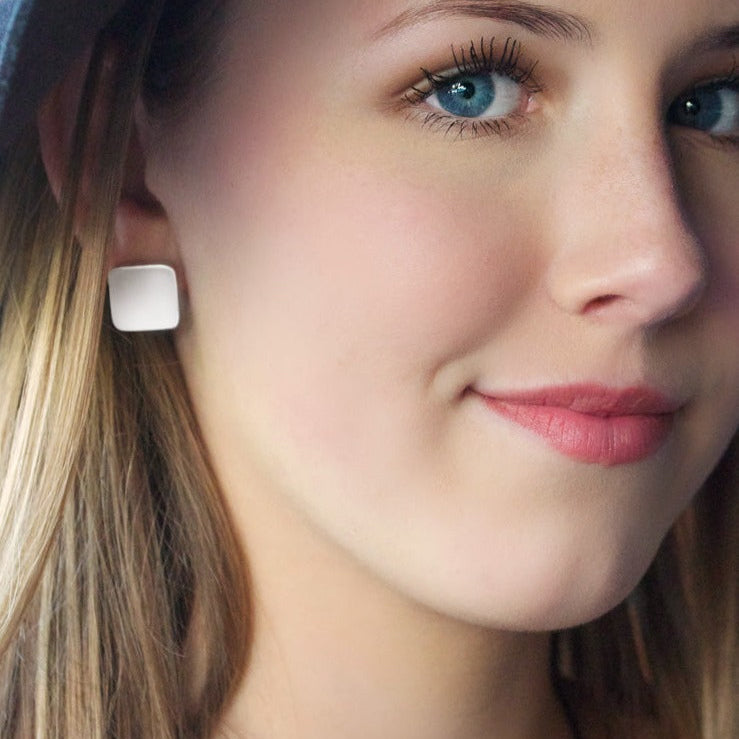 square studs, geometric stud earrings