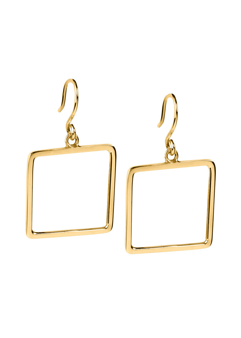 Square Hoops - Earrings - Gold Minimalist dangle geometric gifts for her