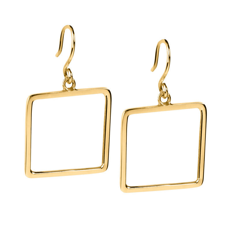 Square Hoops - Earrings - Gold Minimalist dangle geometric gifts for her