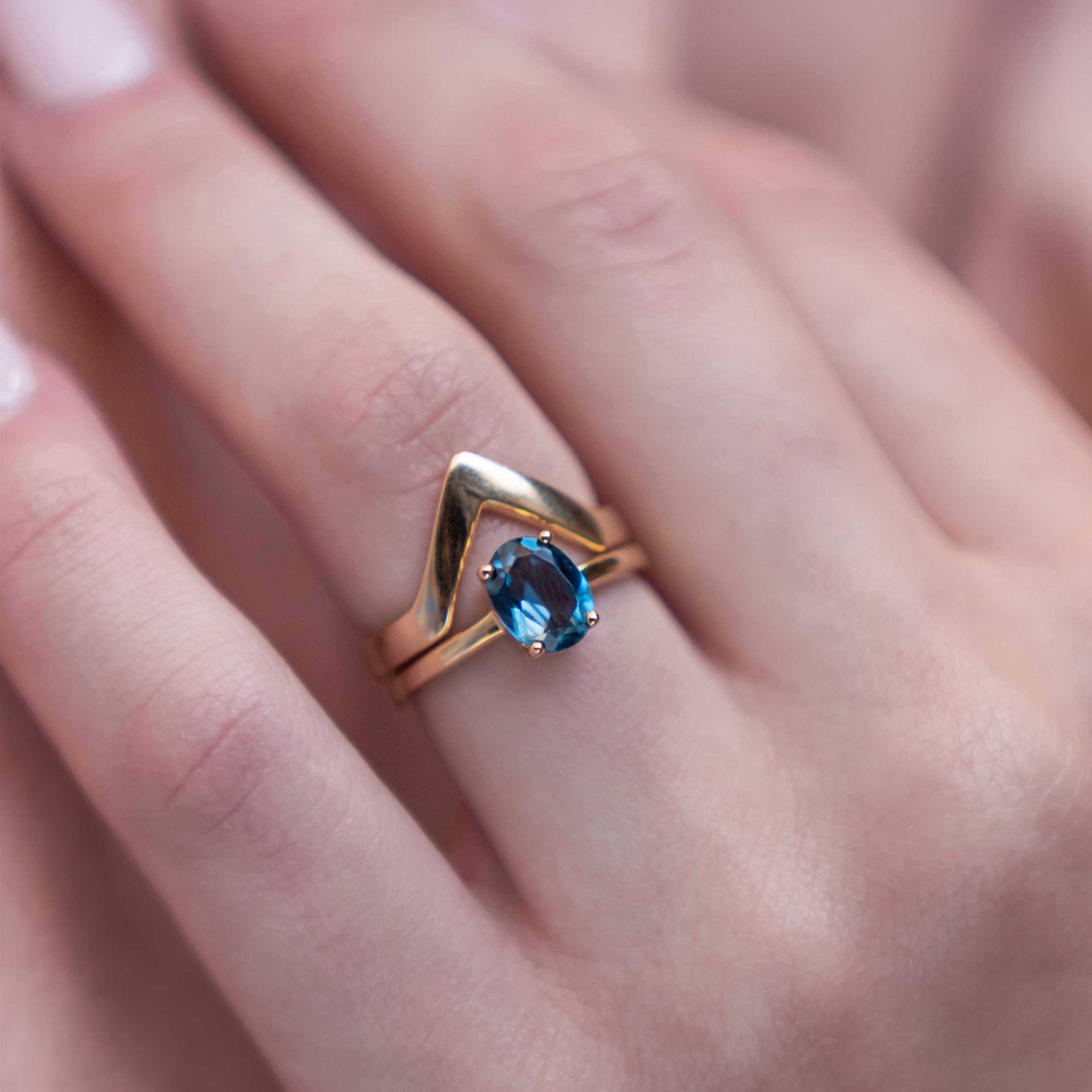 Peak Stacking Ring Gold Vermeil, Chevron Ring, Mountain Ring, wedding band