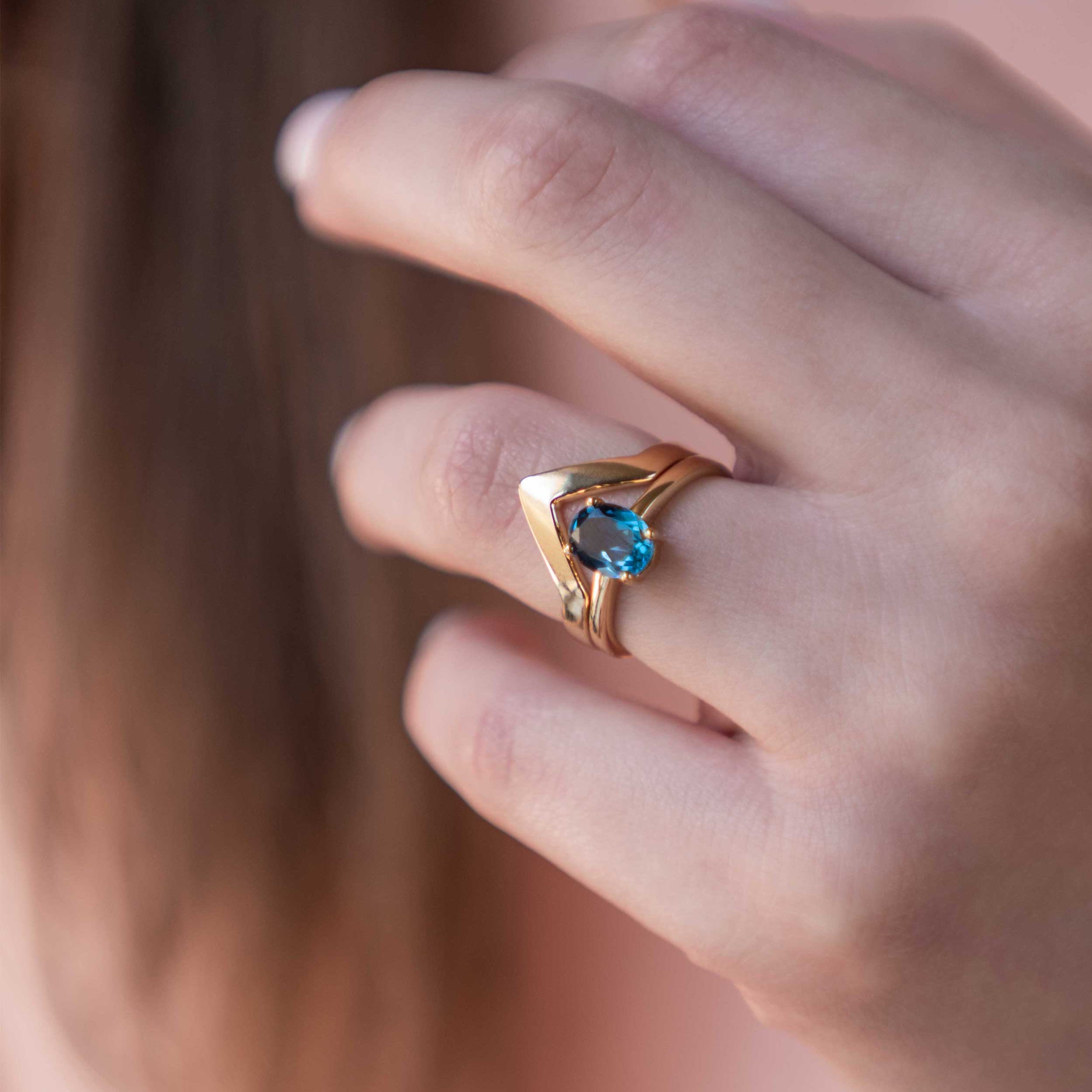 Peak Stacking Ring Gold Vermeil, Chevron Ring, Mountain Ring, wedding band