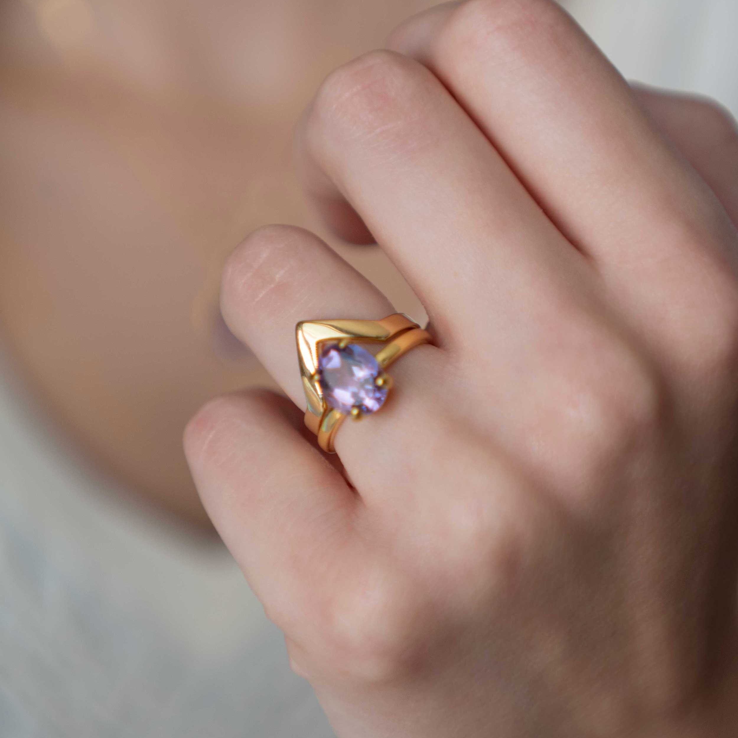 Peak Stacking Ring Gold Vermeil, Chevron Ring, Mountain Ring, wedding band