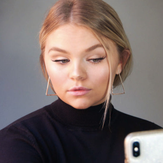 sterling silver statement triangle geometric hoop earrings