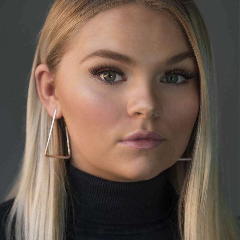 sterling silver statement triangle geometric hoop earrings