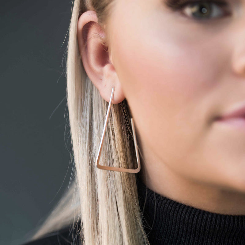 sterling silver statement triangle geometric hoop earrings