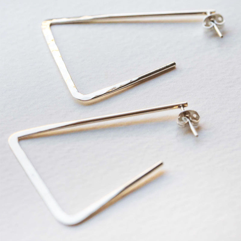 sterling silver statement triangle geometric hoop earrings