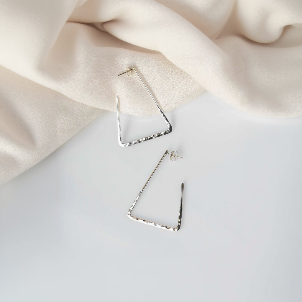 sterling silver statement triangle geometric hoop earrings