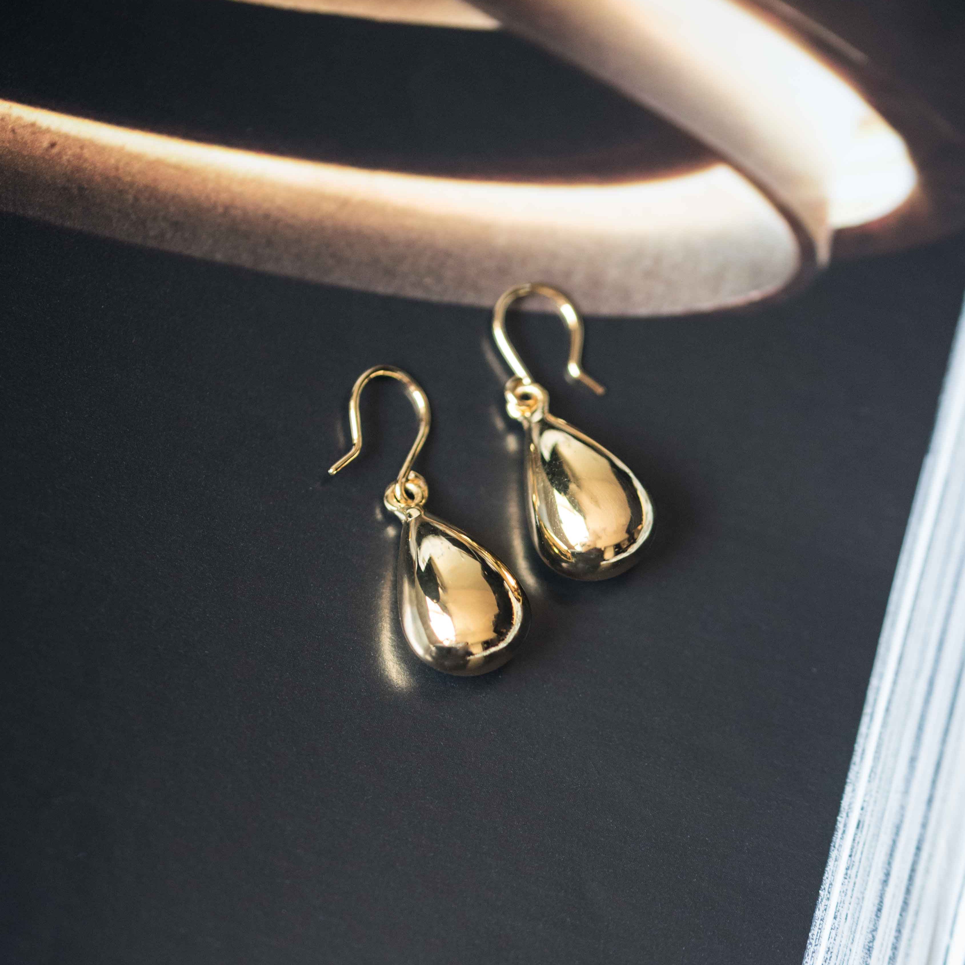 Teardrop Earrings Dangle Drop Earrings Sterling Silver 18k Gold Plated