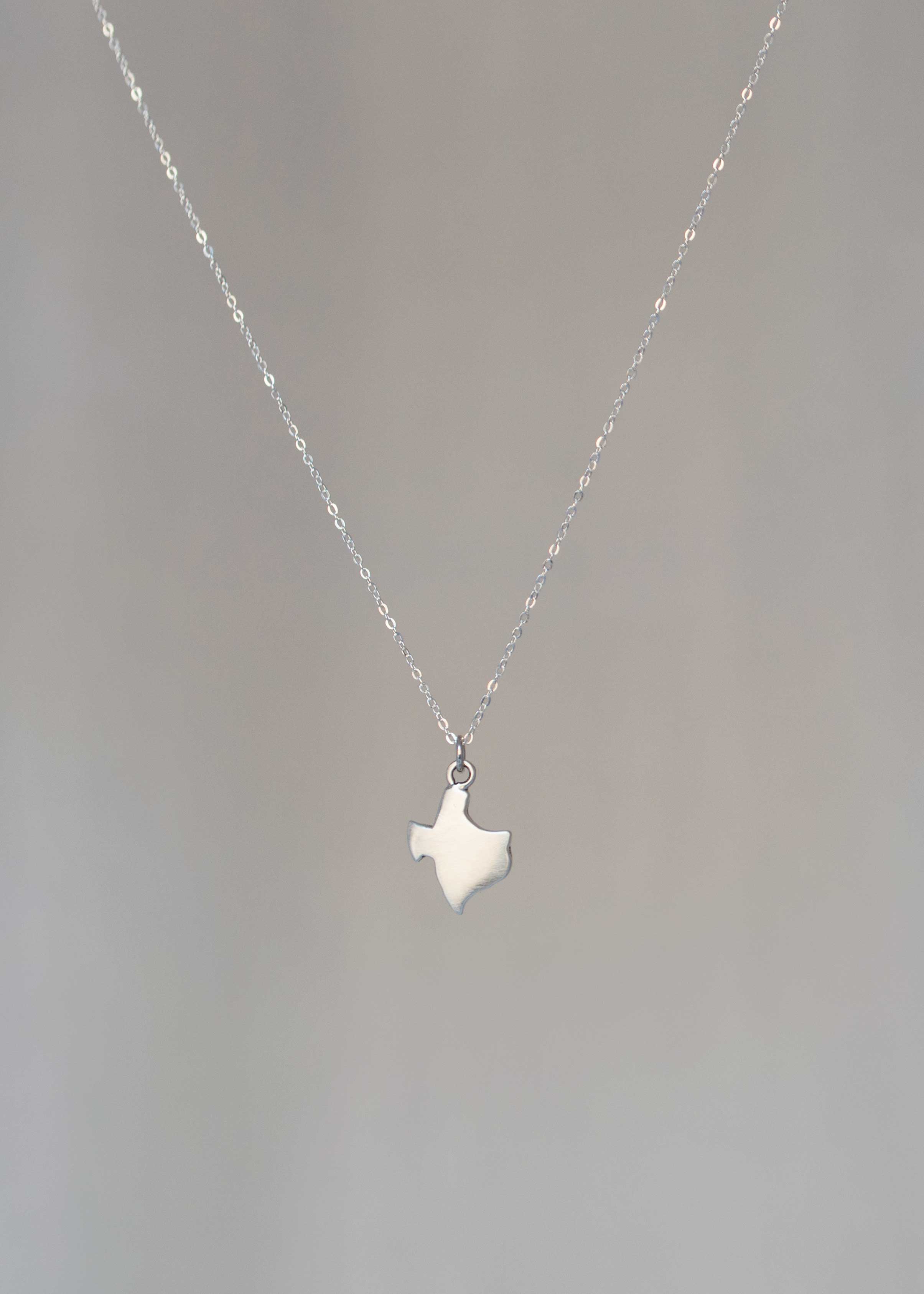 Texas Map Necklace Sterling Silver