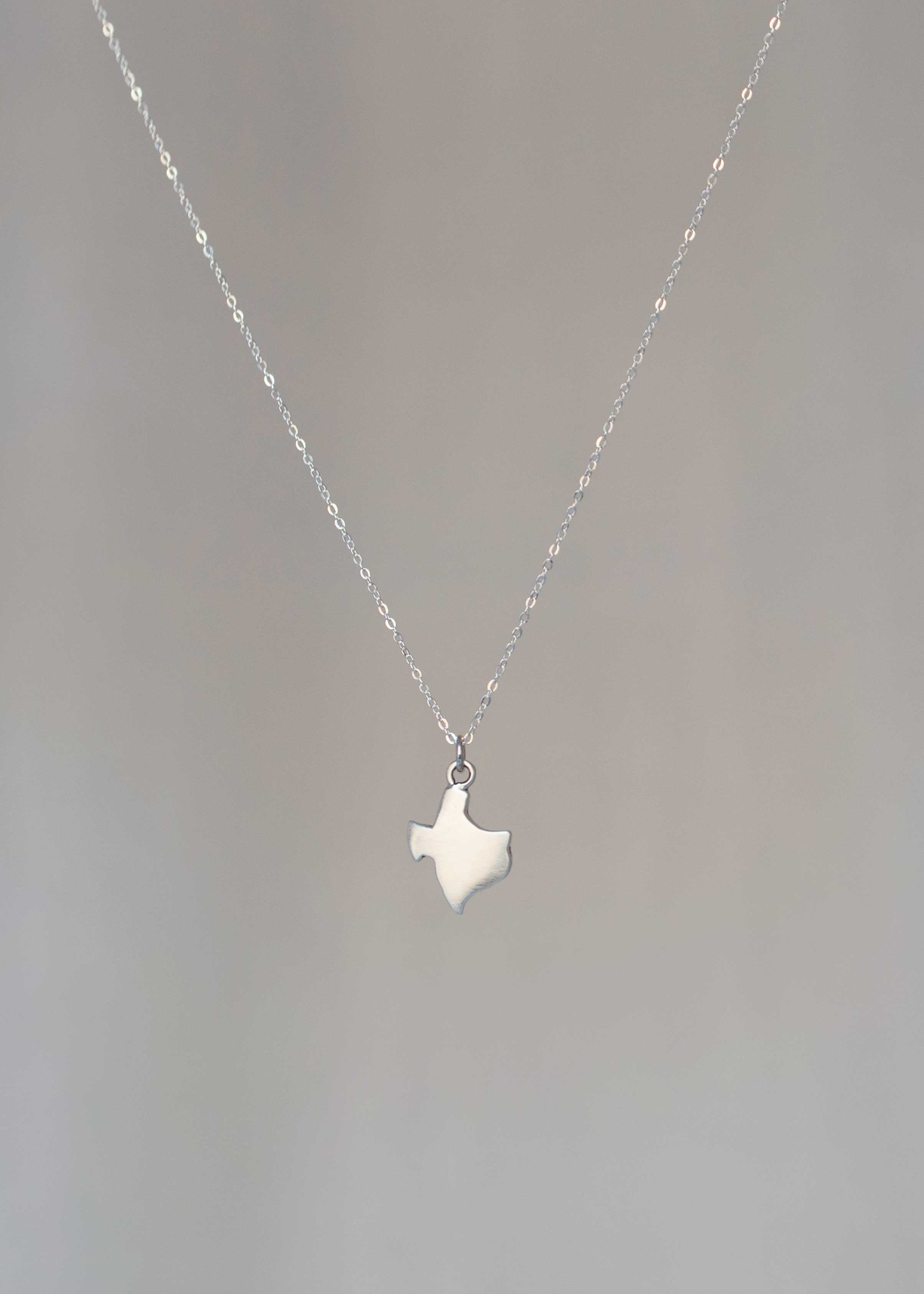 Texas Map Necklace Sterling Silver 