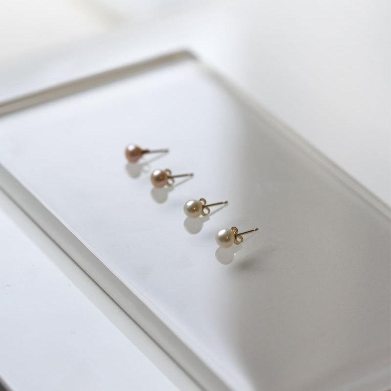 Tiny Pearl Earrings - 10k Solid Gold