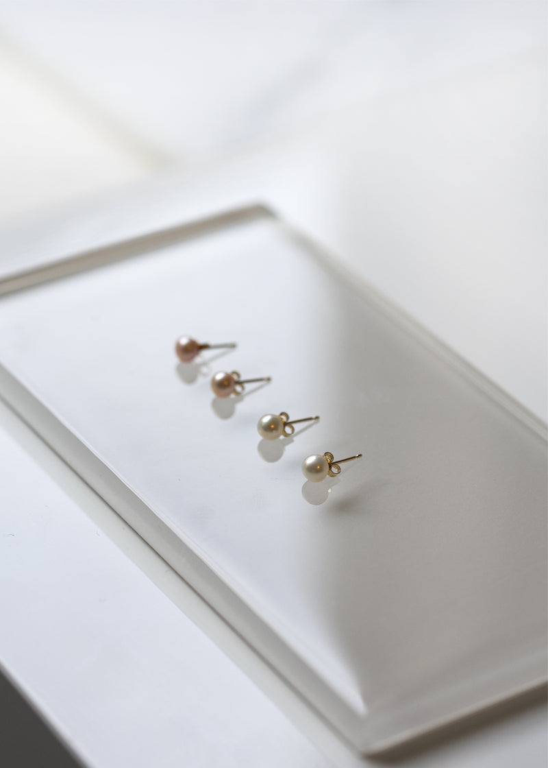 Tiny Pearl Earrings - 10k Solid Gold