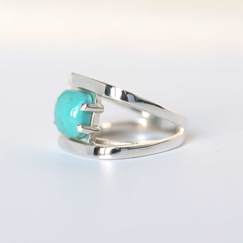 Turquoise Statement Ring Sterling Silver Unique Modern Gemstone Birthstone Rings for Women