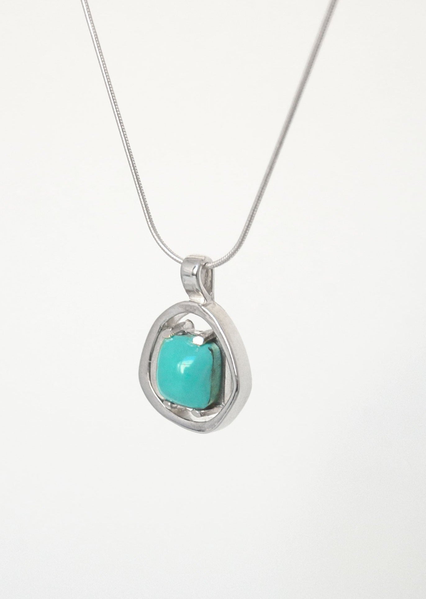 Turquoise Silver Geometric Necklace