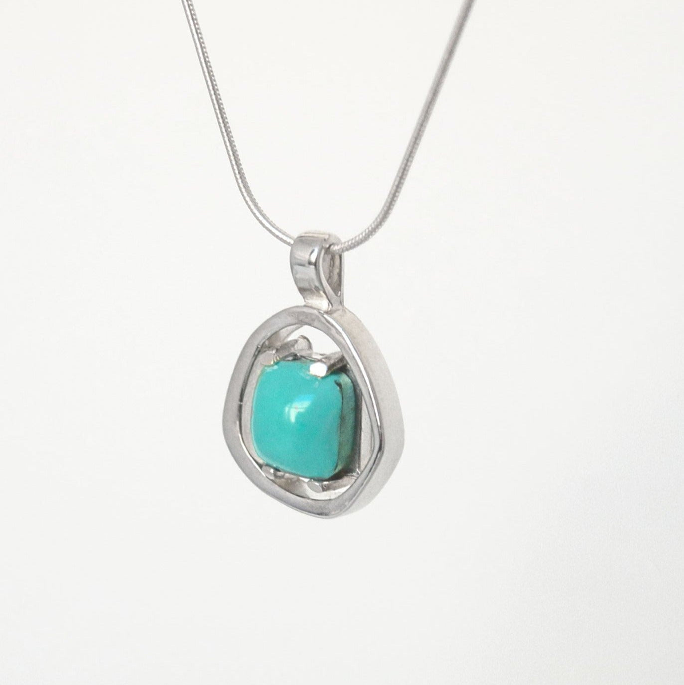 Turquoise Silver Geometric Necklace