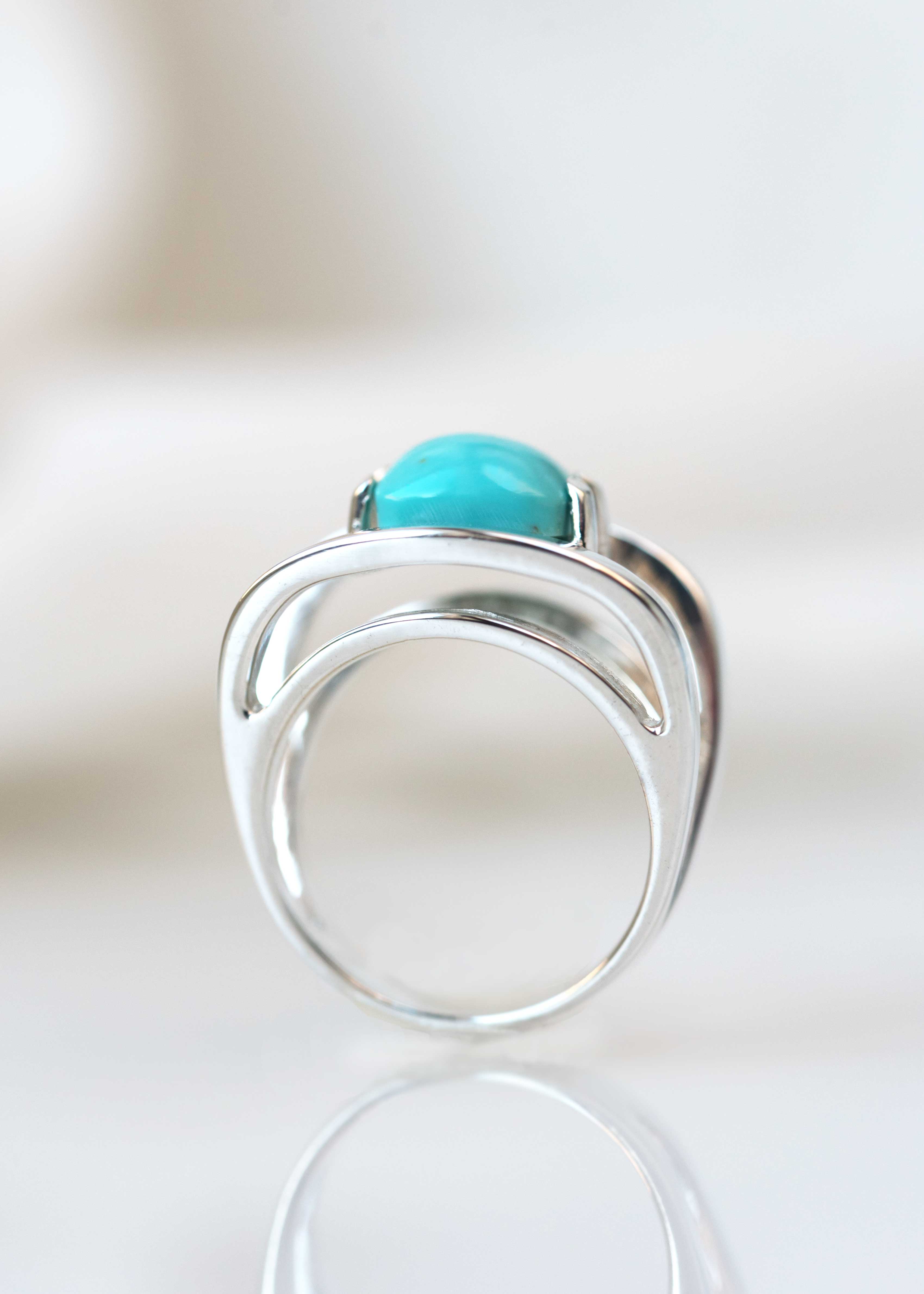 turquoise silver geometric ring statement gifts for women