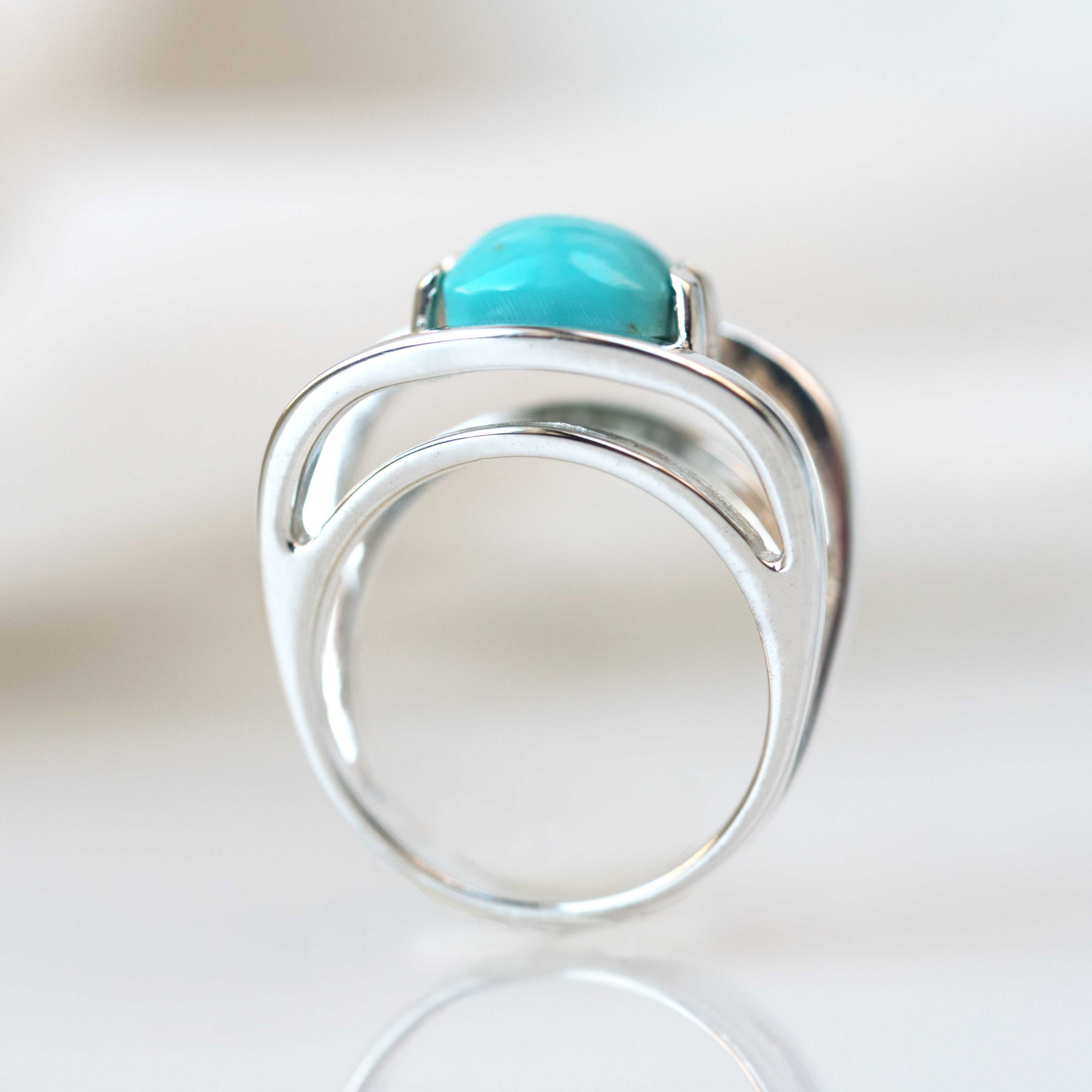 turquoise silver geometric ring statement gifts for women