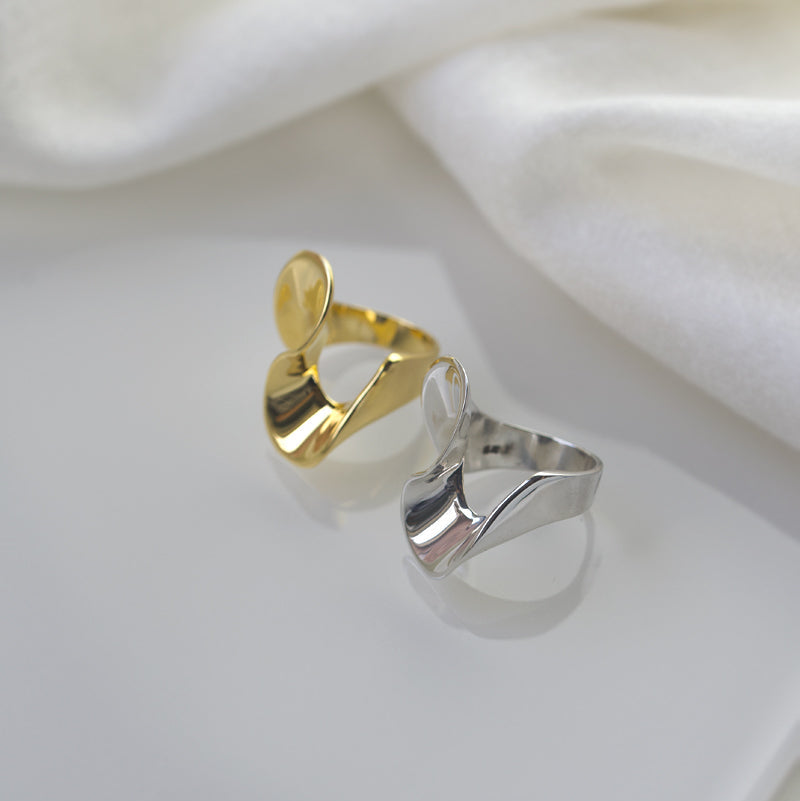wave ring - sterling silver statement ring