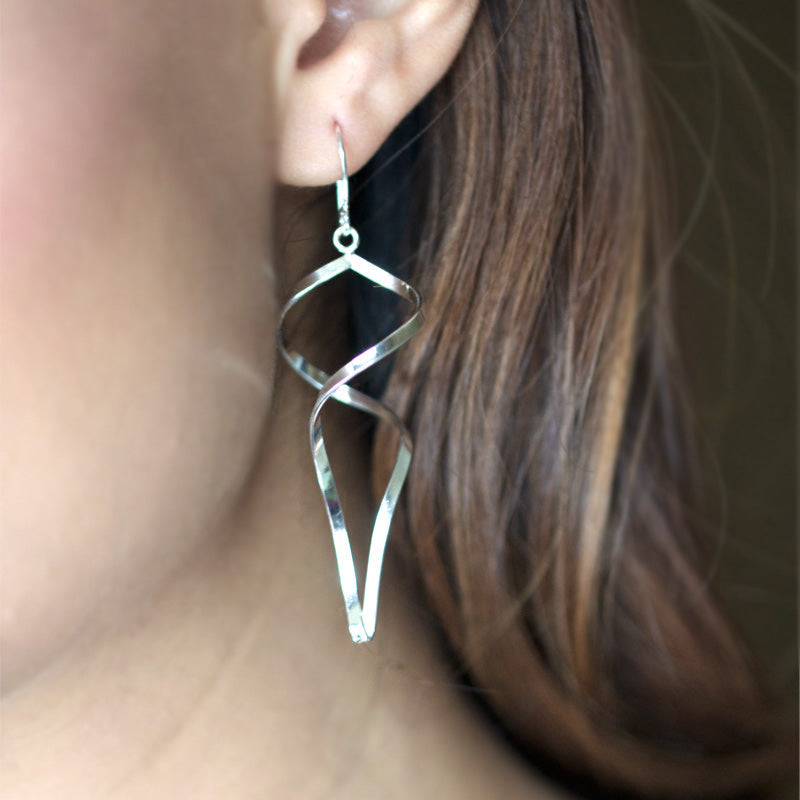 spiral earrings statement sterling silver