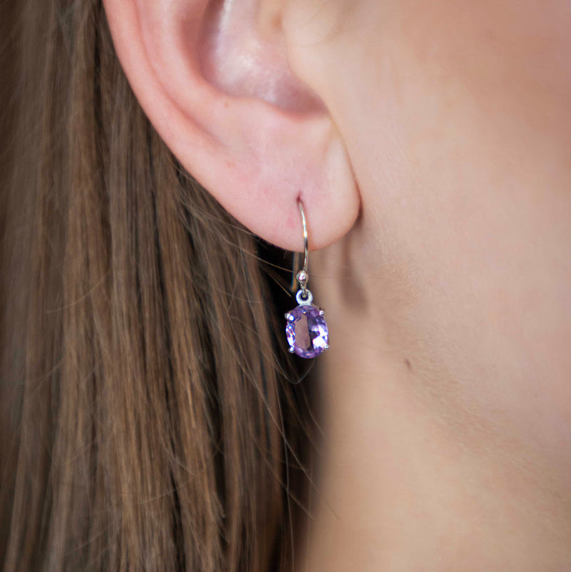 Amethyst Dangle Drop Earrings Sterling Silver Gifts for Women February Birthstone Gifts for Girls