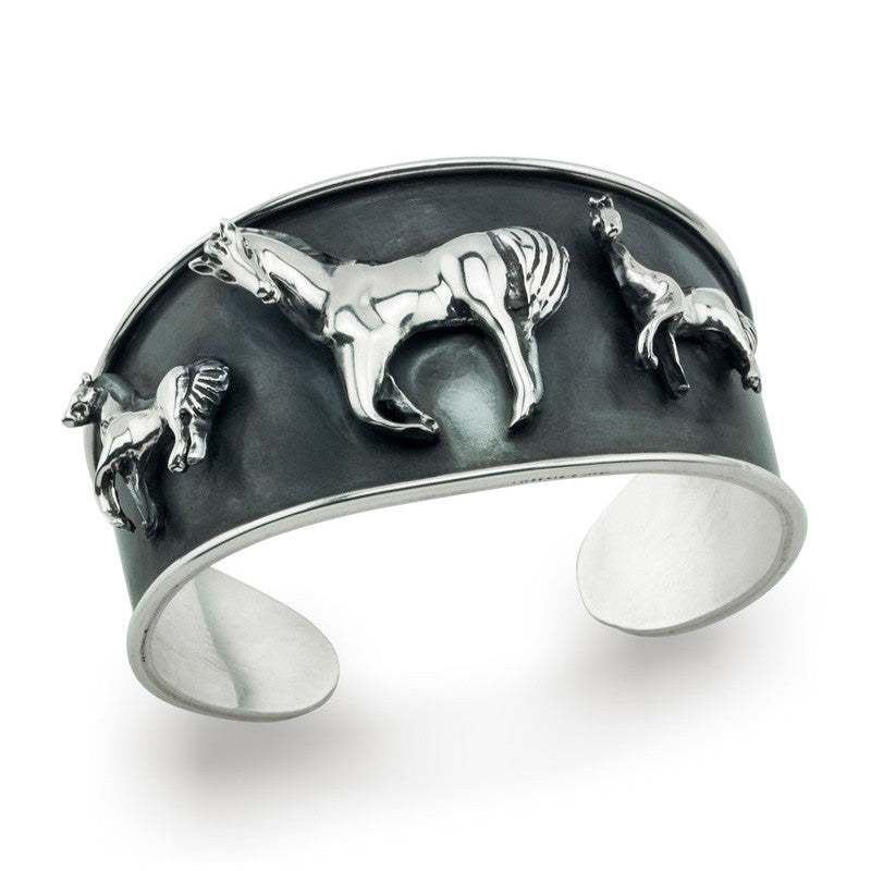 oxidized horse cuff