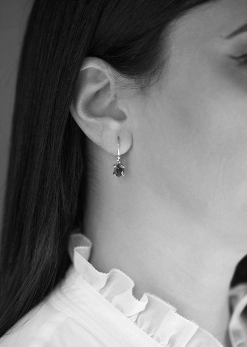 Natural Blue Moonstone Gold Dangle Earrings