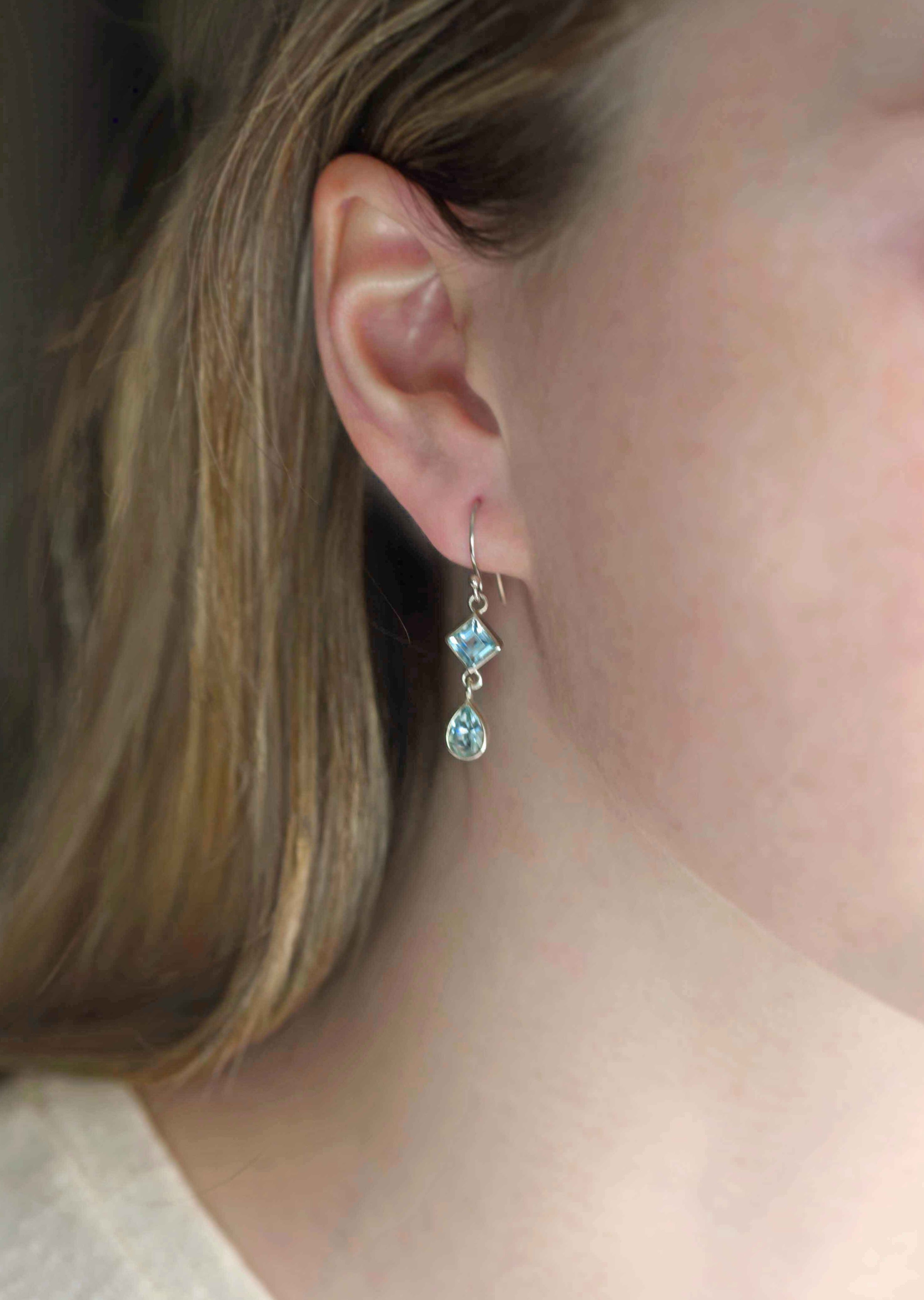 Blue Topaz Dangle Drop Earrings Sterling Silver gifts