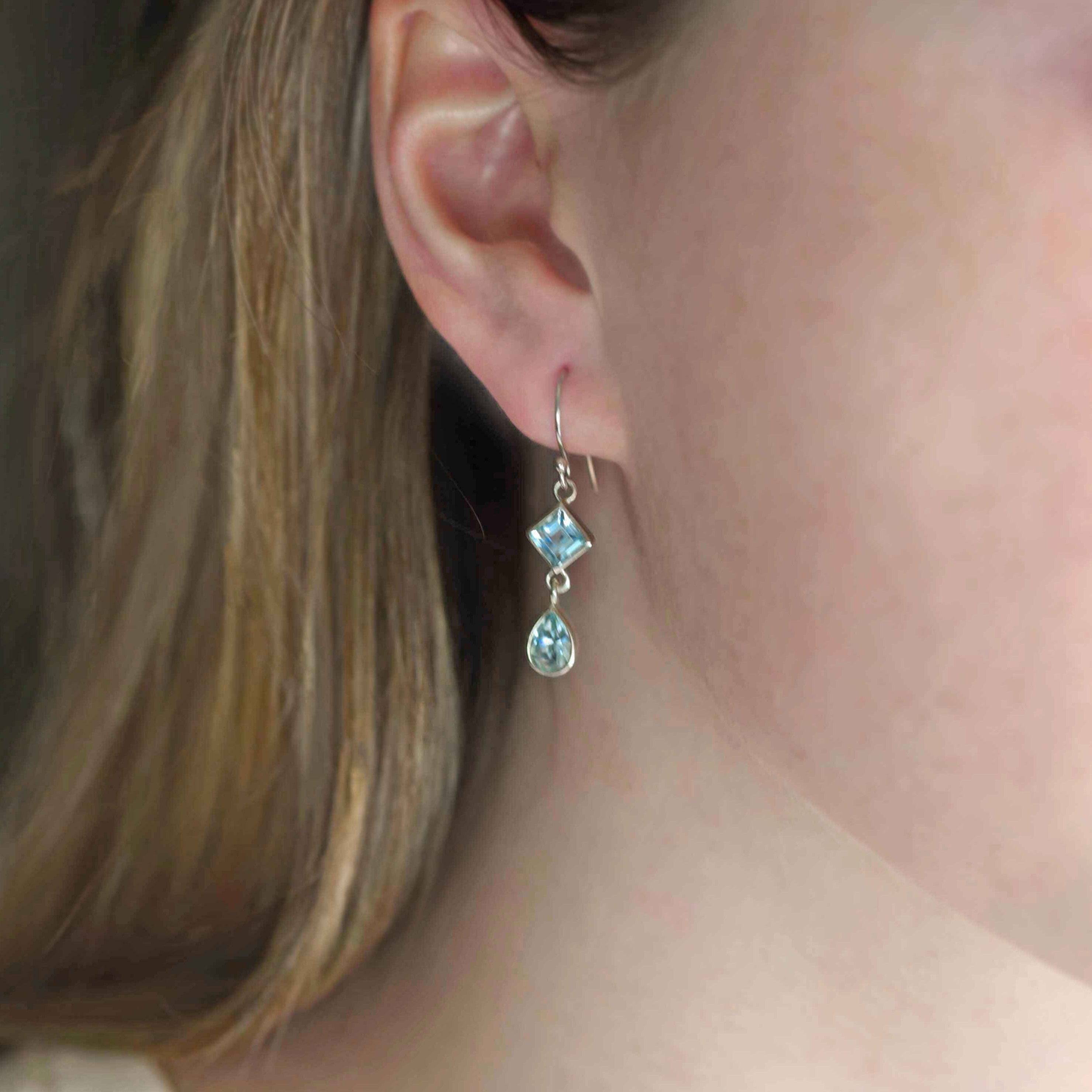 Blue Topaz Dangle Drop Earrings Sterling Silver gifts