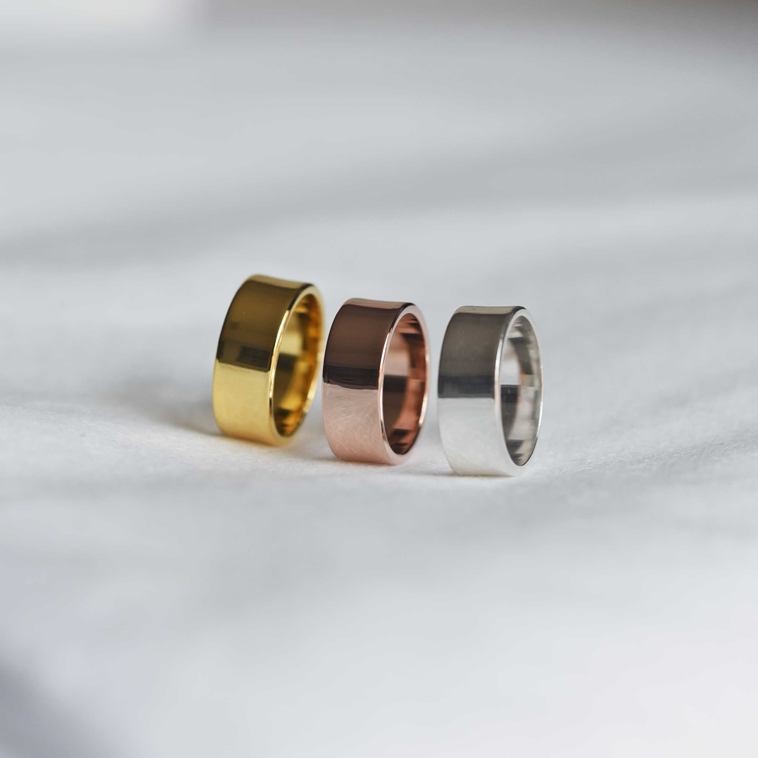 cigar band ring, thick stacking ring, gold band, wide band ring