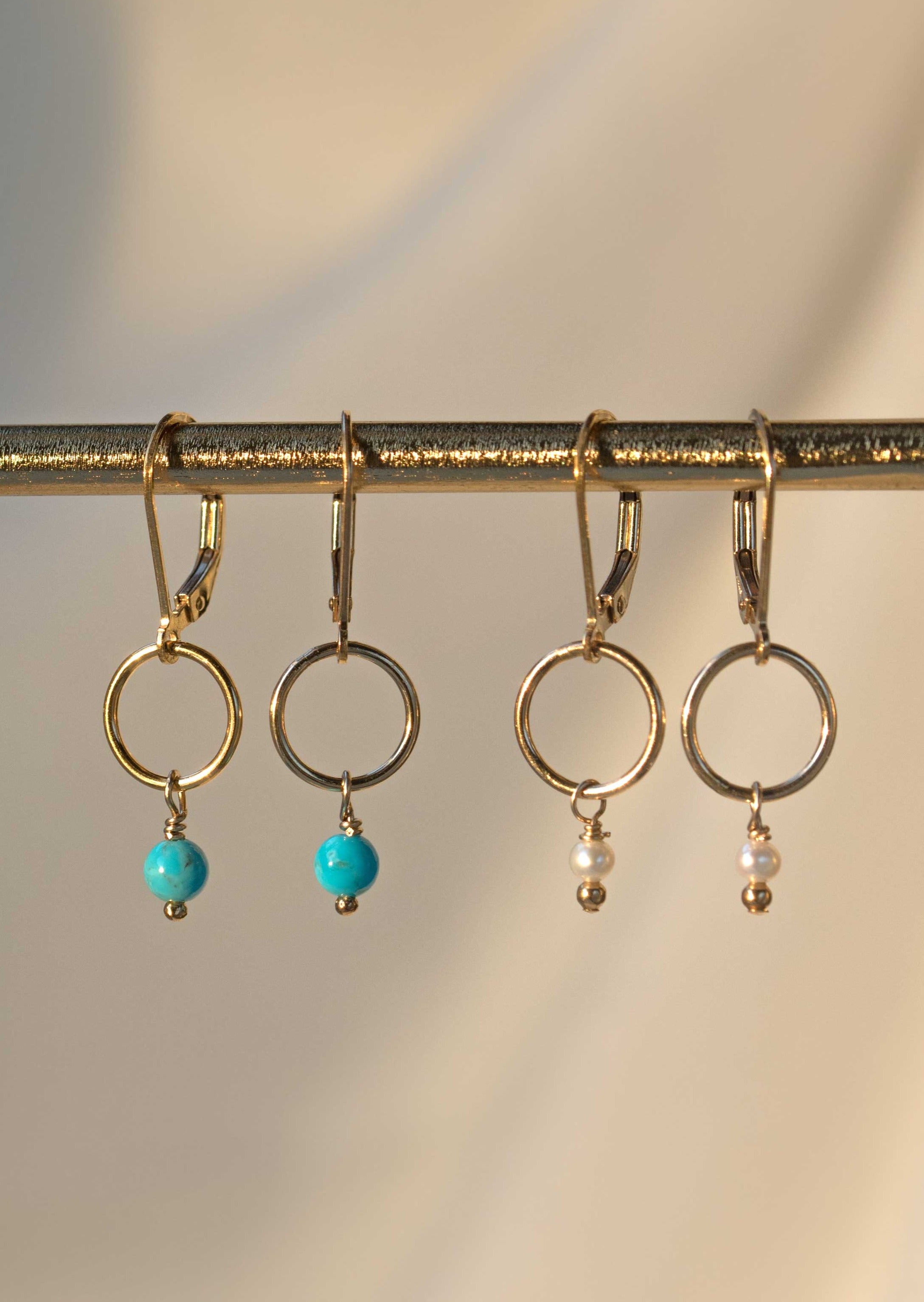 Delicate dangle gold pearl earrings gift for girls