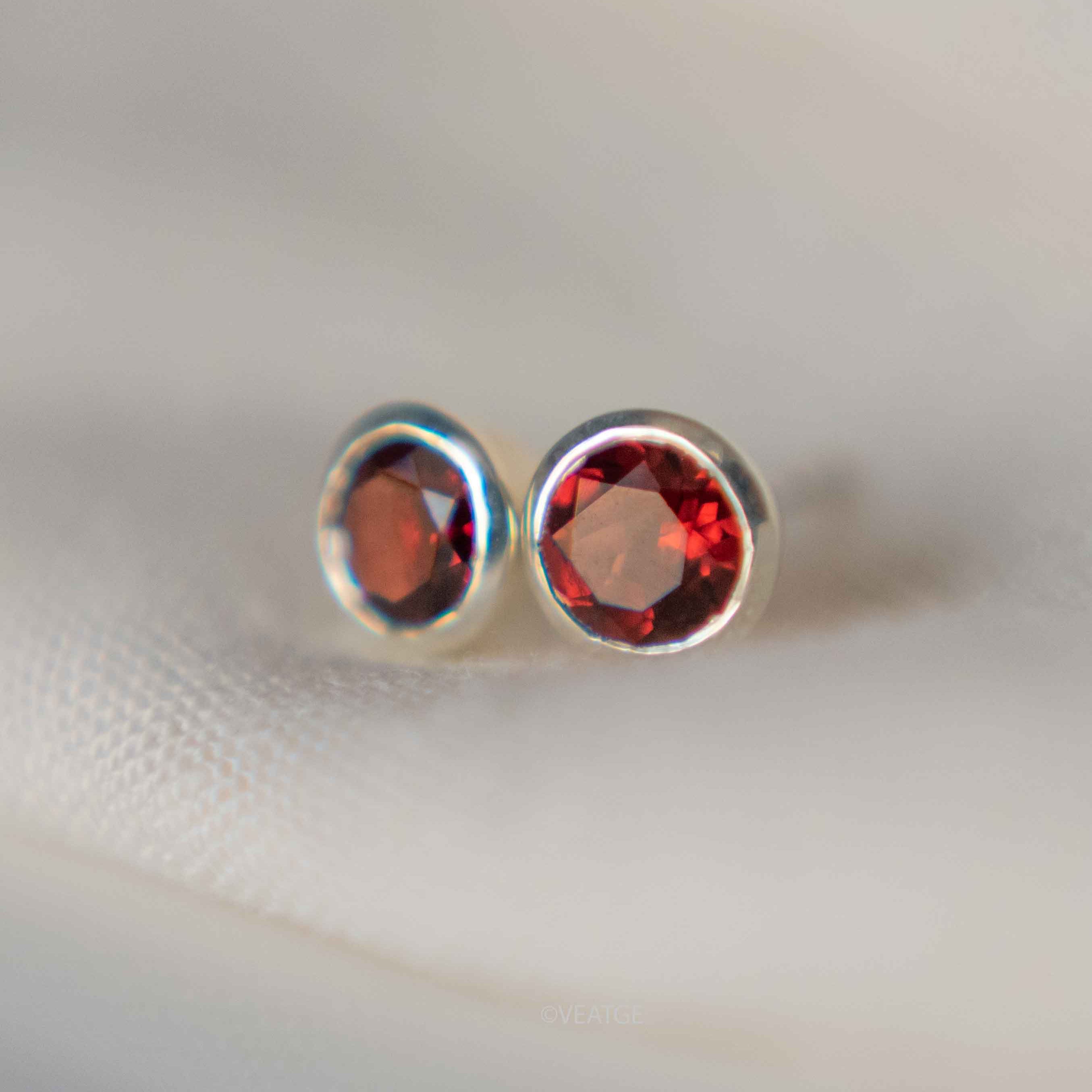 red garnet medium studs in sterling silver January birthstone sister mom best friend gift