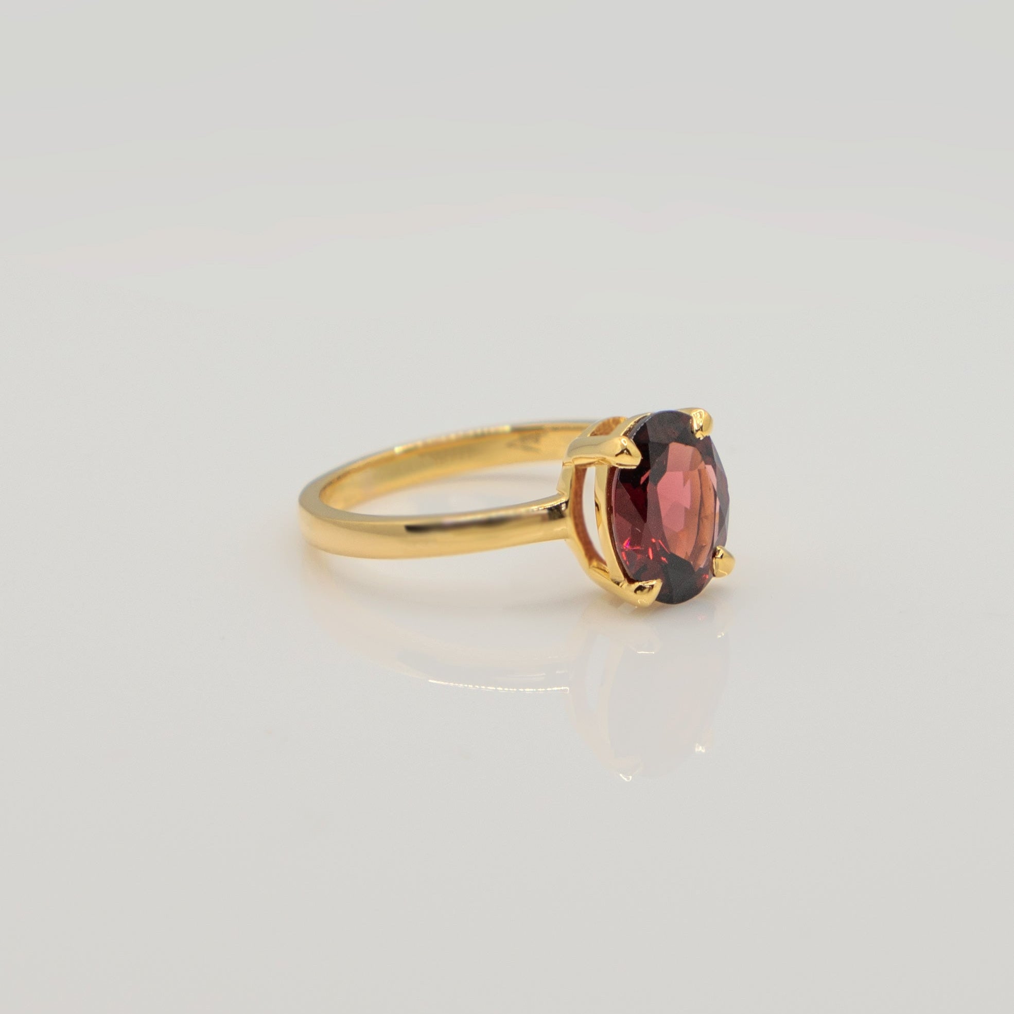 Genuine Red Garnet Natural Gemstone Gold Plated Vermeil high quality January birthstone ring gifts for women