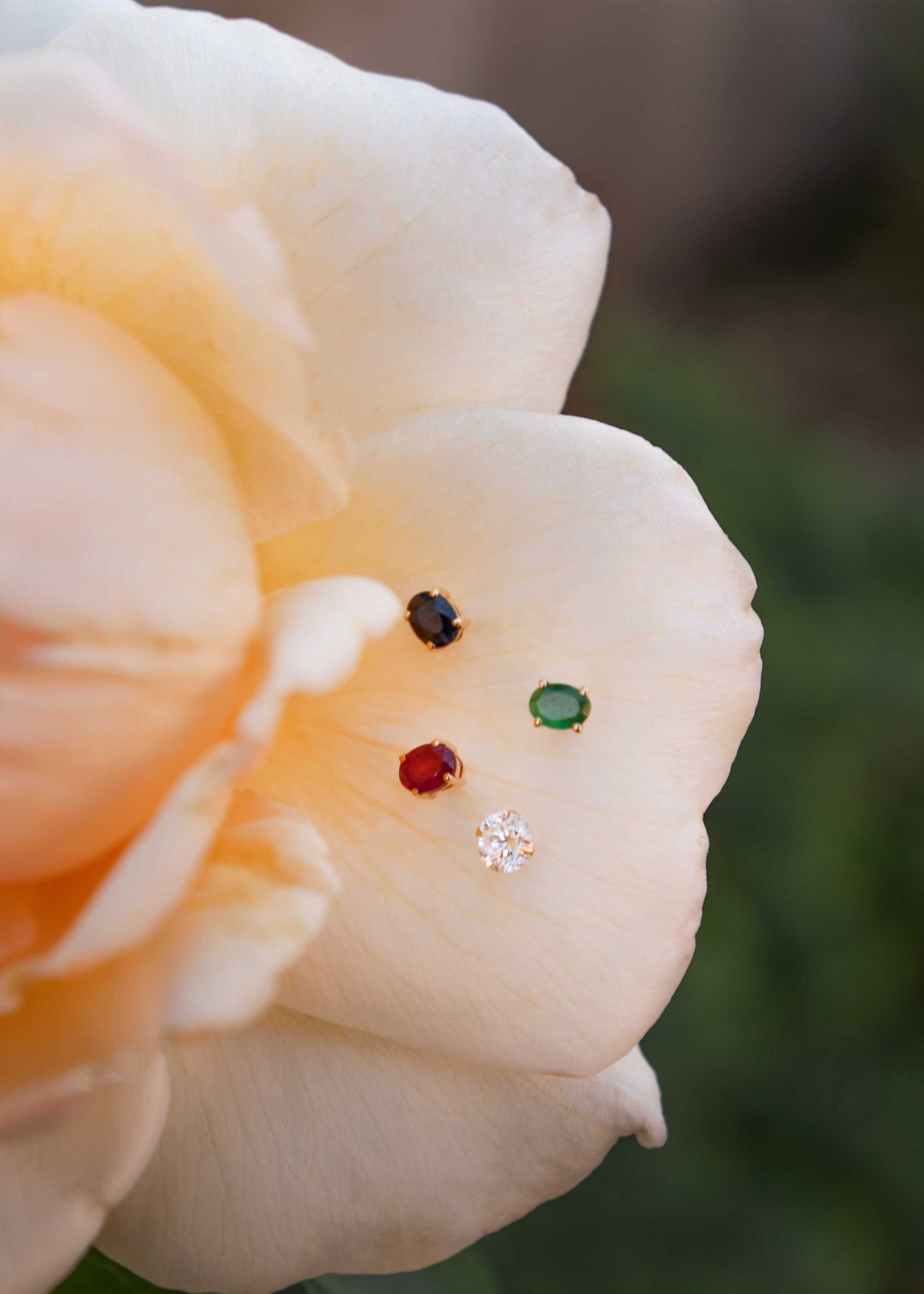 Gemstone earrings, cartilage dainty tiny studs for girls, best gift for teens girl