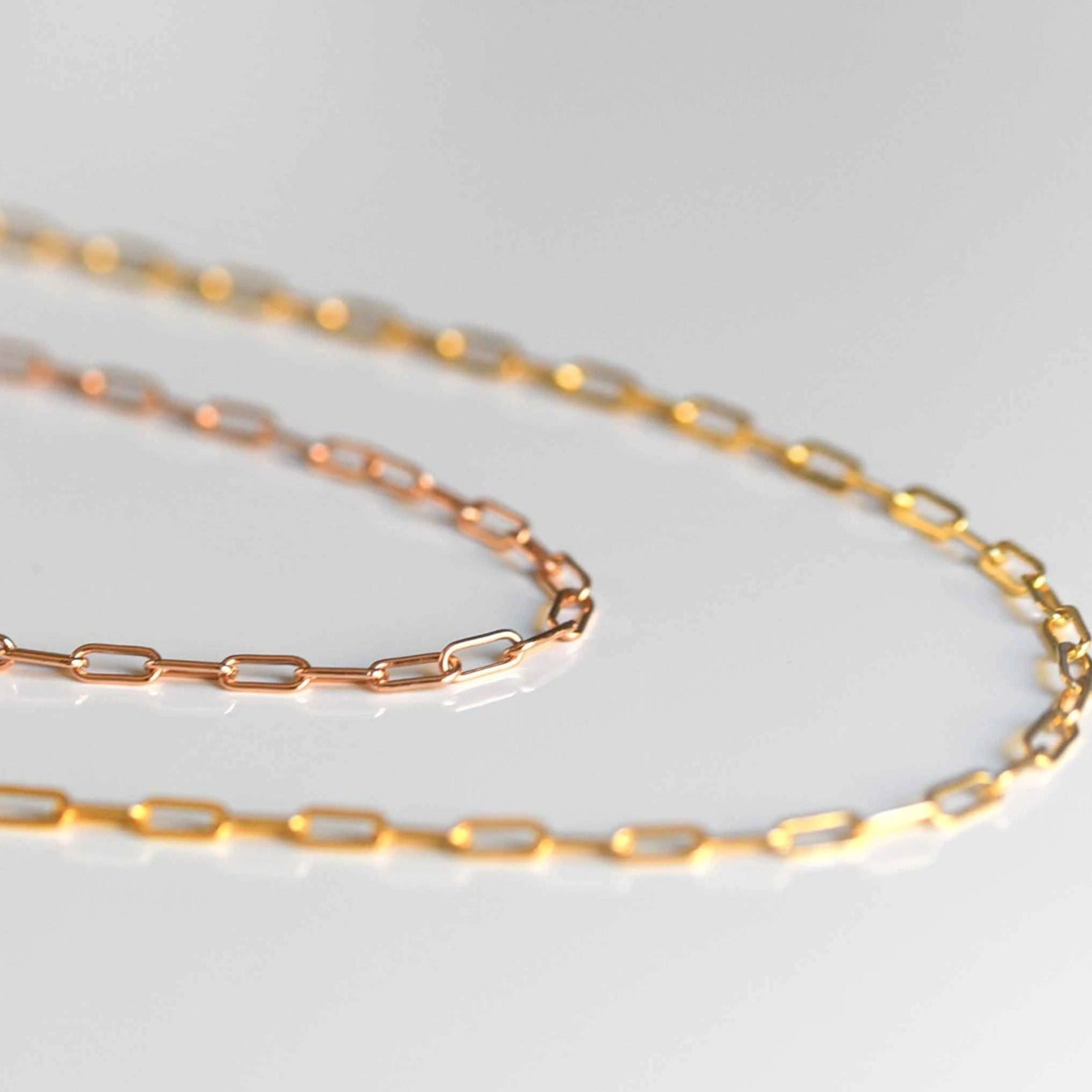 Rose gold rectangle link chain paperclip chain chunky chain necklace