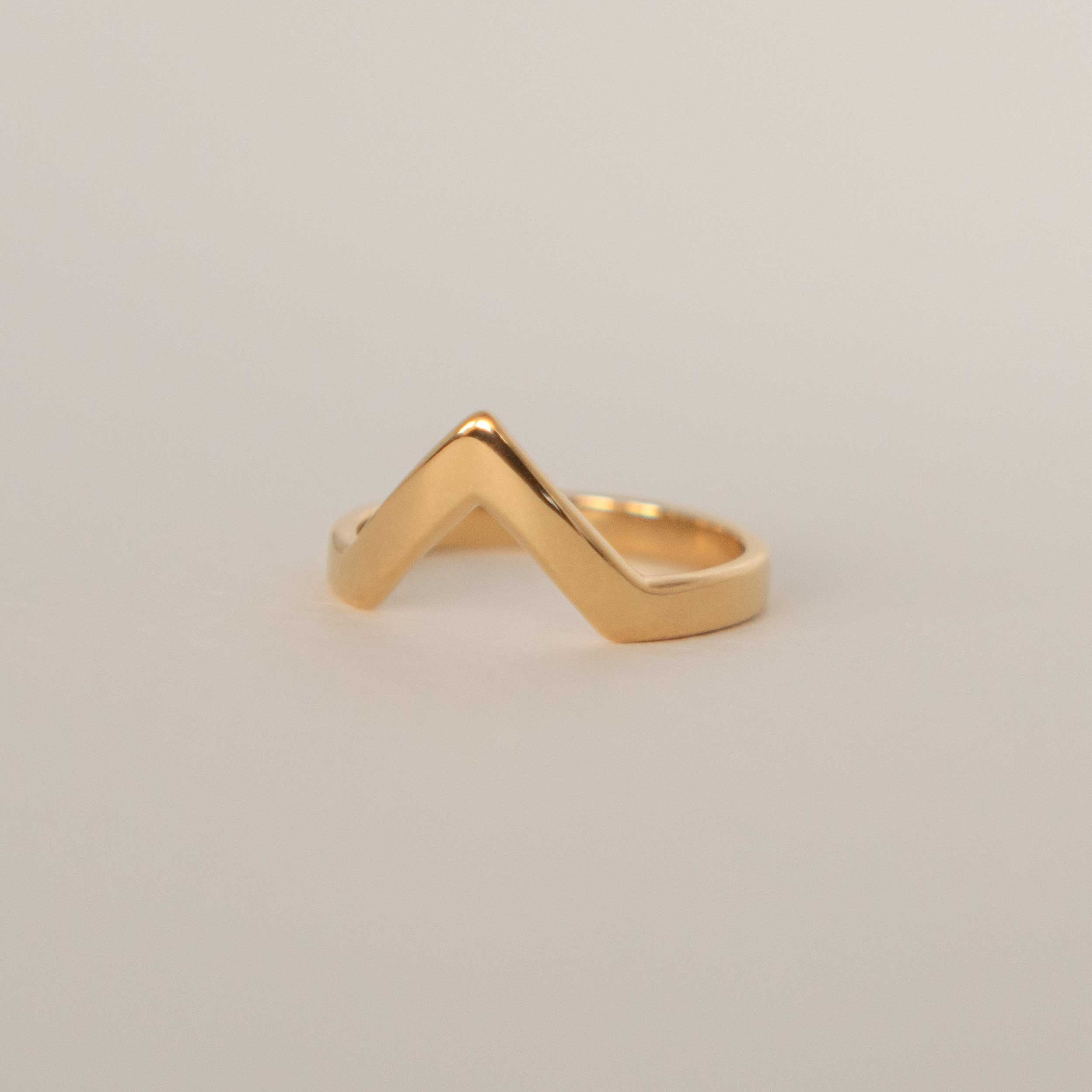 Peak Stacking Ring Gold Vermeil, Chevron Ring, Mountain Ring, wedding band
