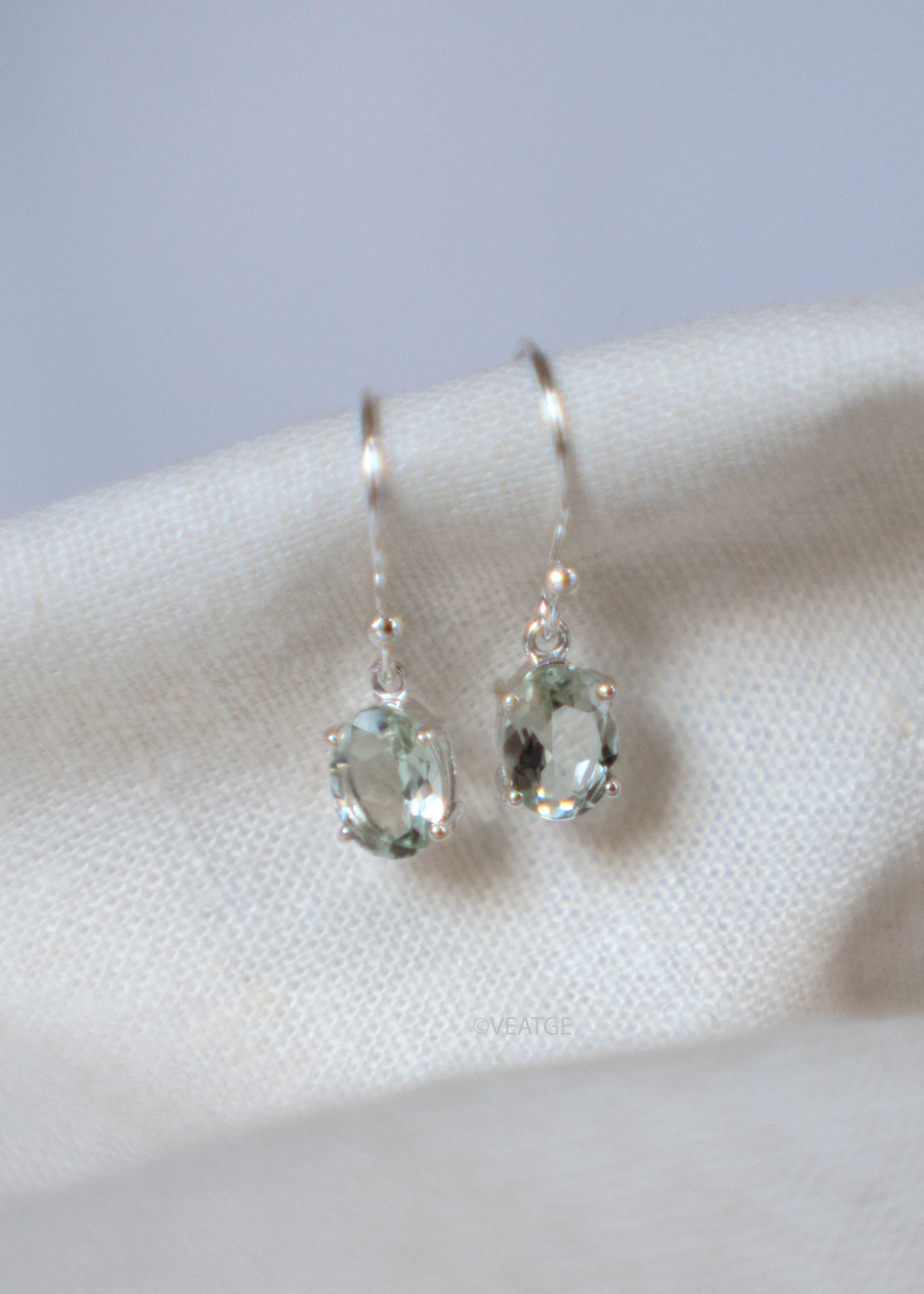 Green Amethyst Dangle Genuine real gemstone Earrings February Birthstone gift for women girls