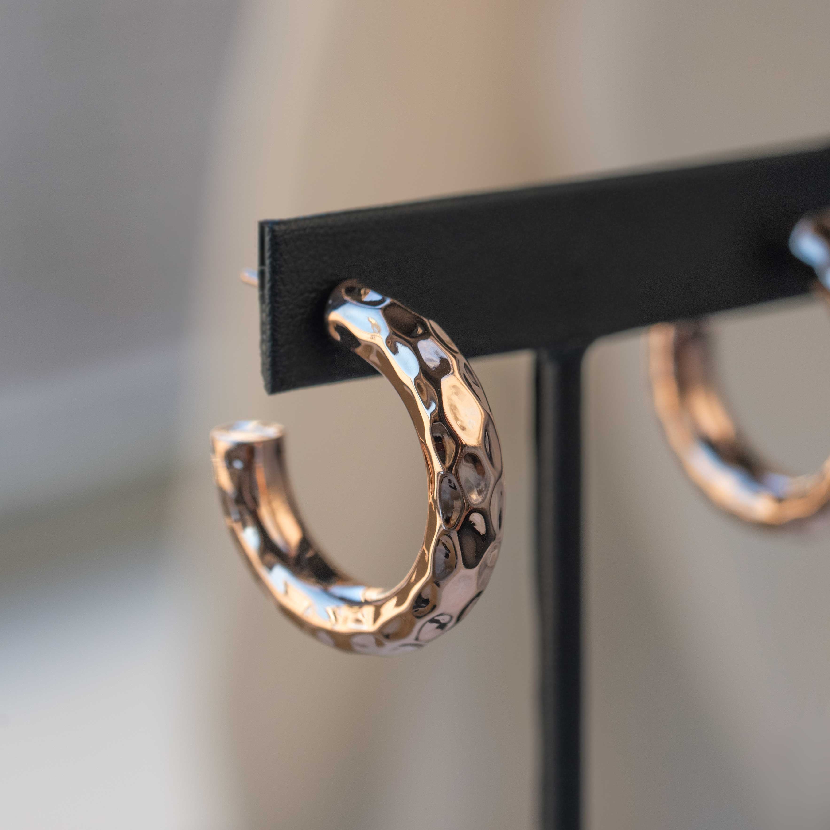 rose gold chunky medium handmade hoop earrings for women classic and timeless