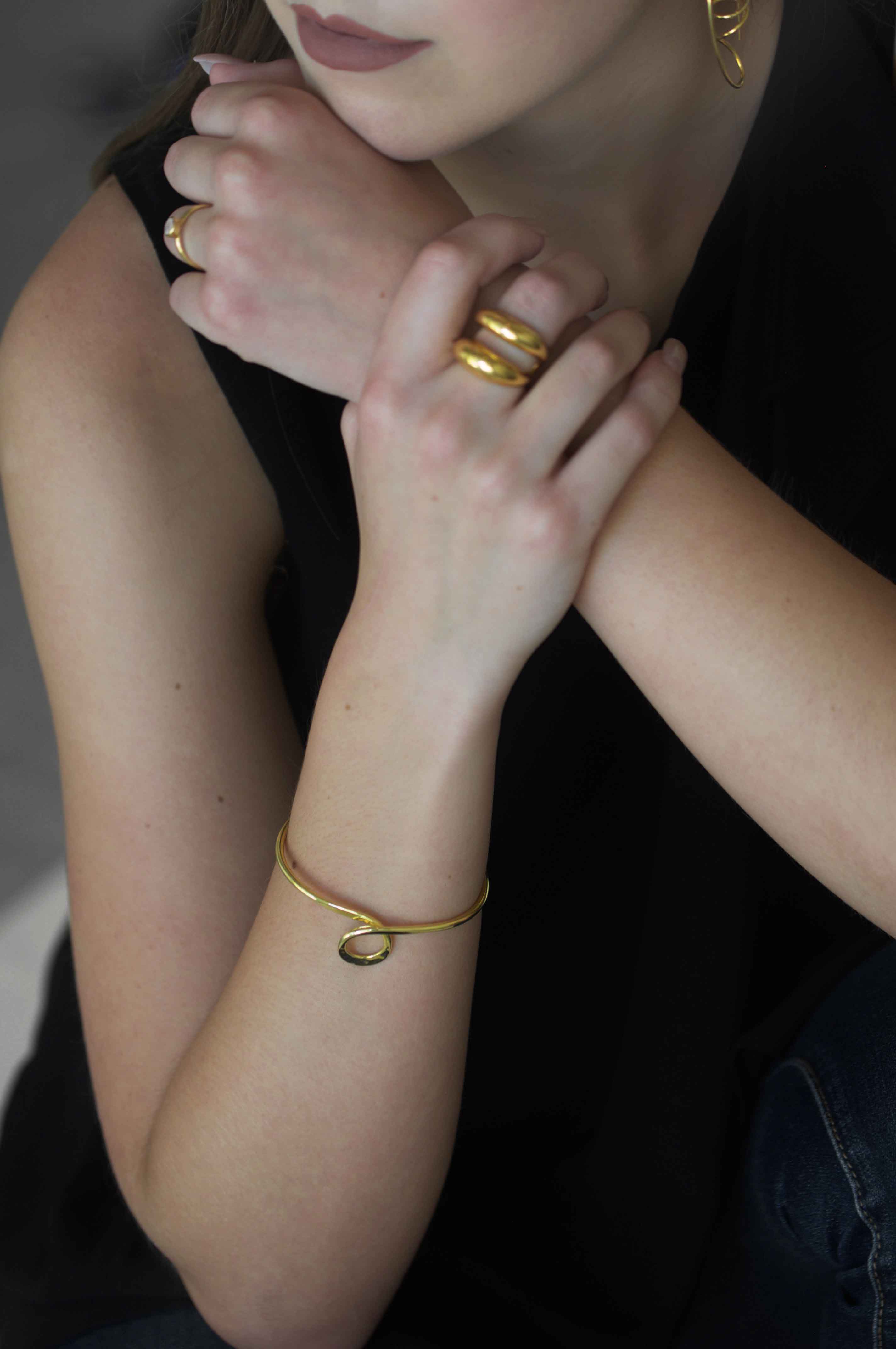 gold cuff bracelet unique minimal large