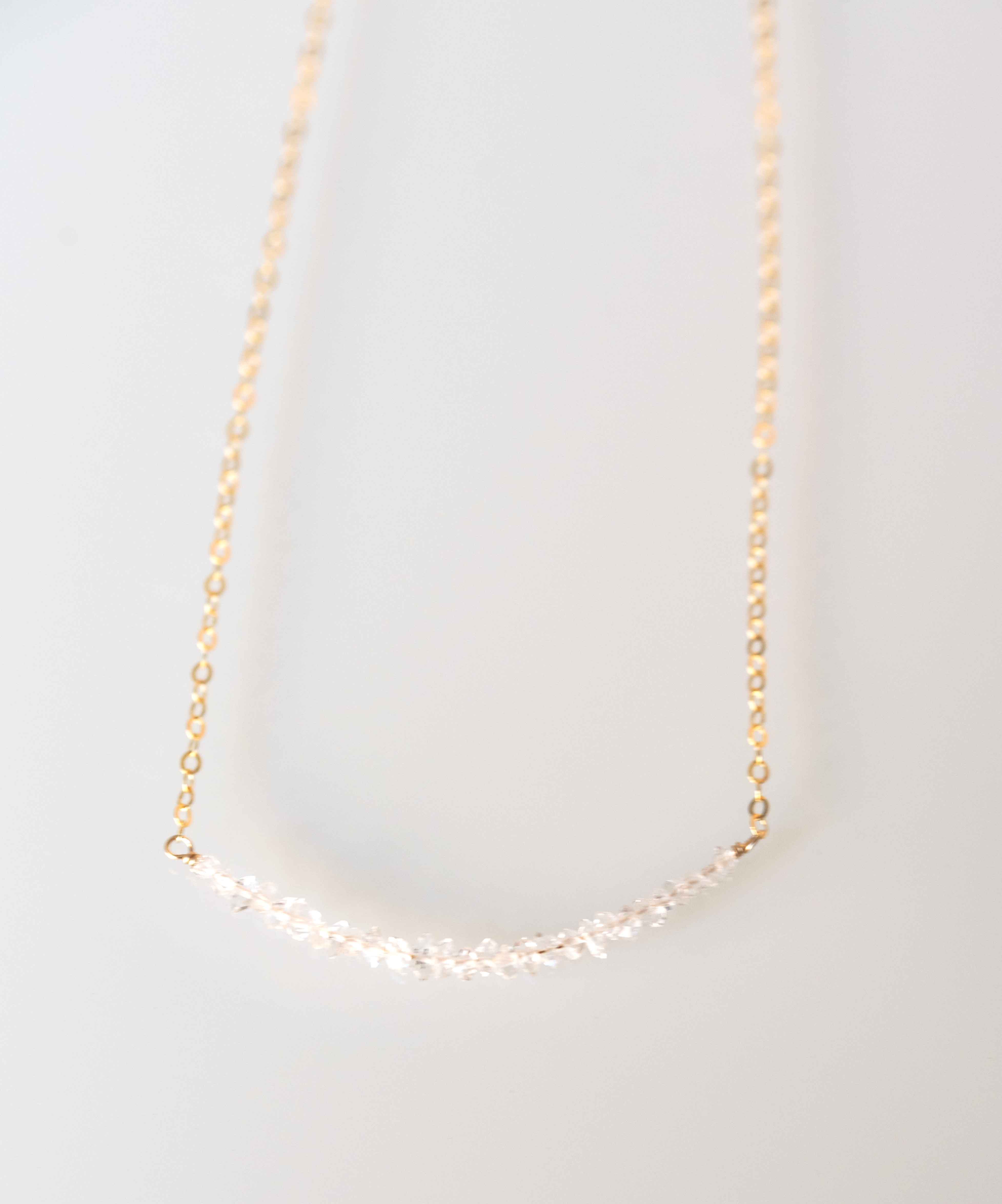 Herkimer Diamond Bar Necklace Gold