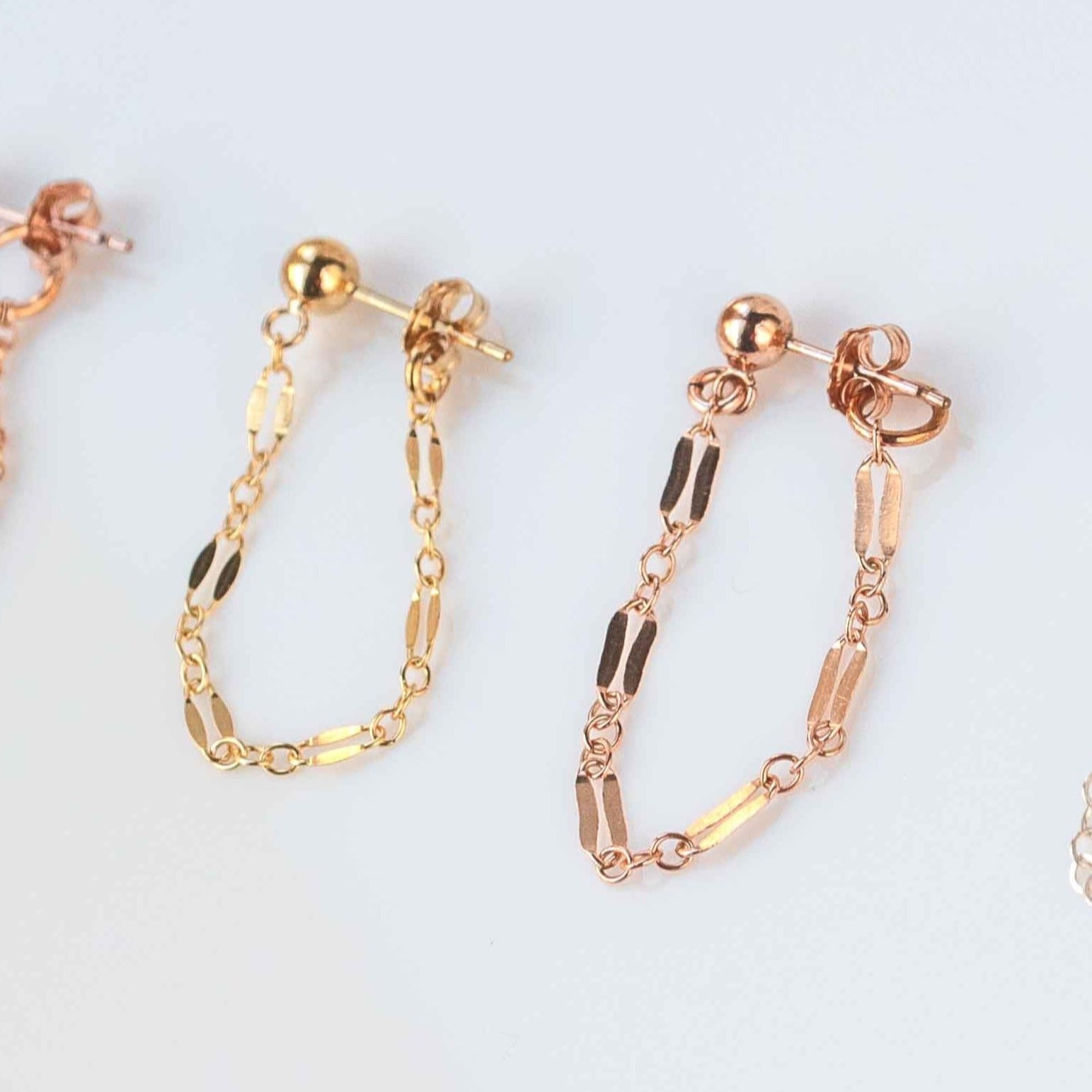 continuous attached chain earrings hypoallergenic