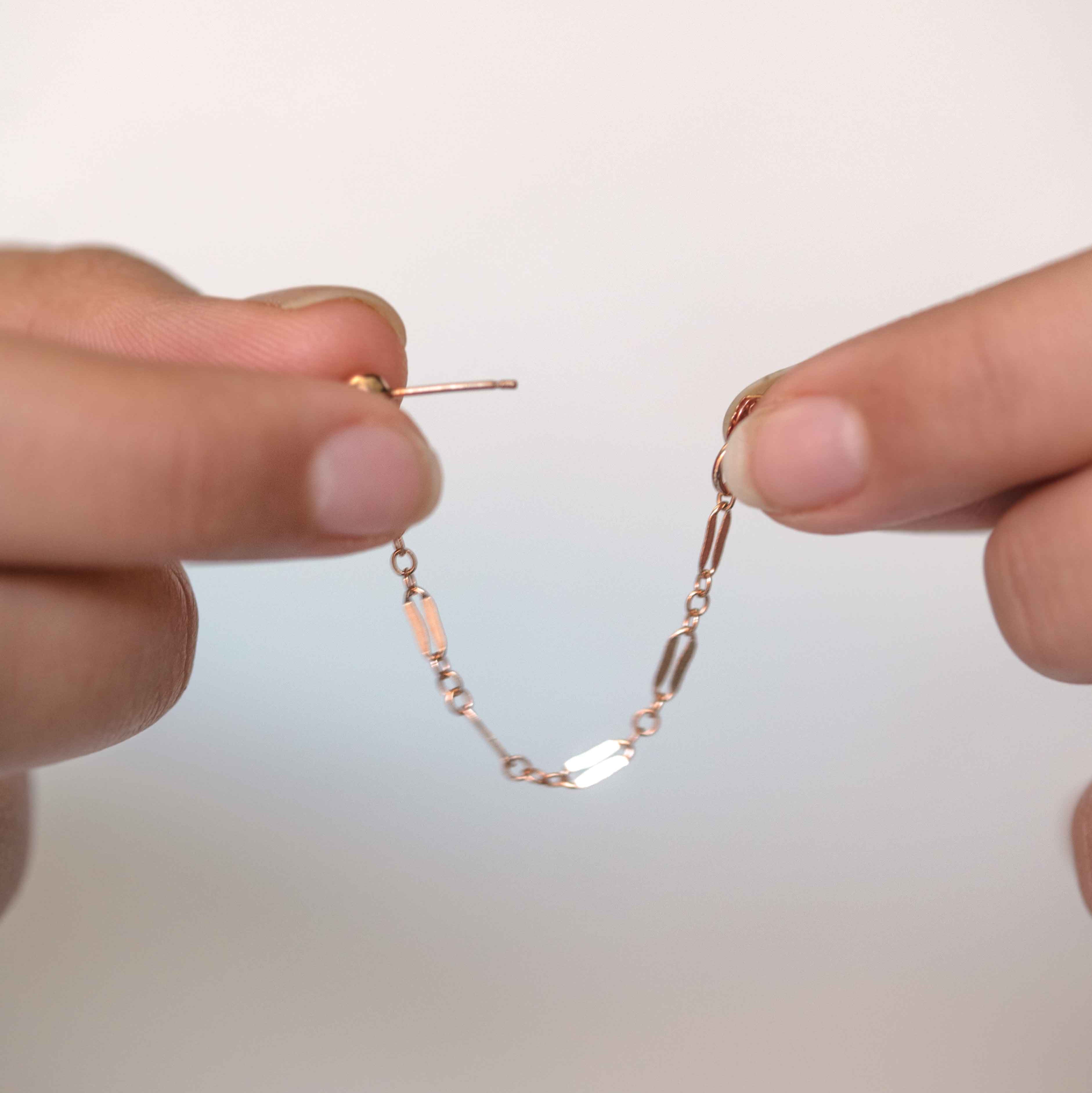 continuous attached chain earrings hypoallergenic