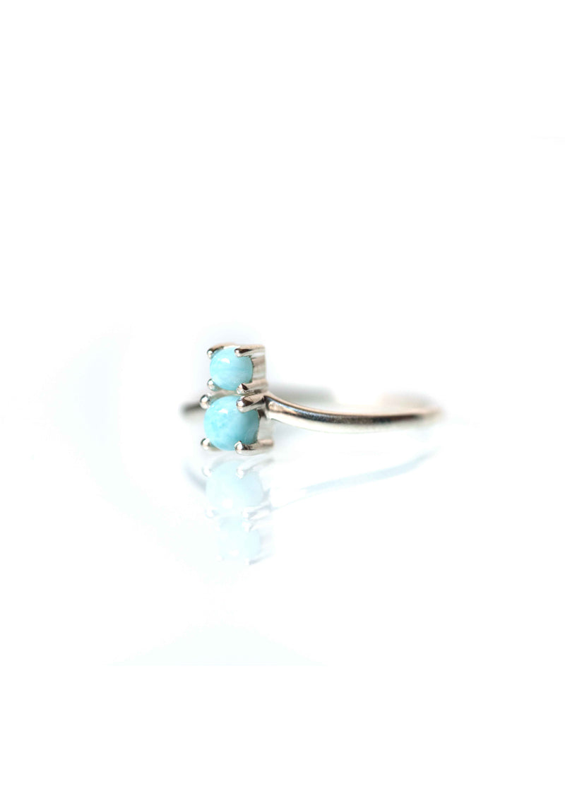 genuine larimar ring, gemstone ring, blue stone ring