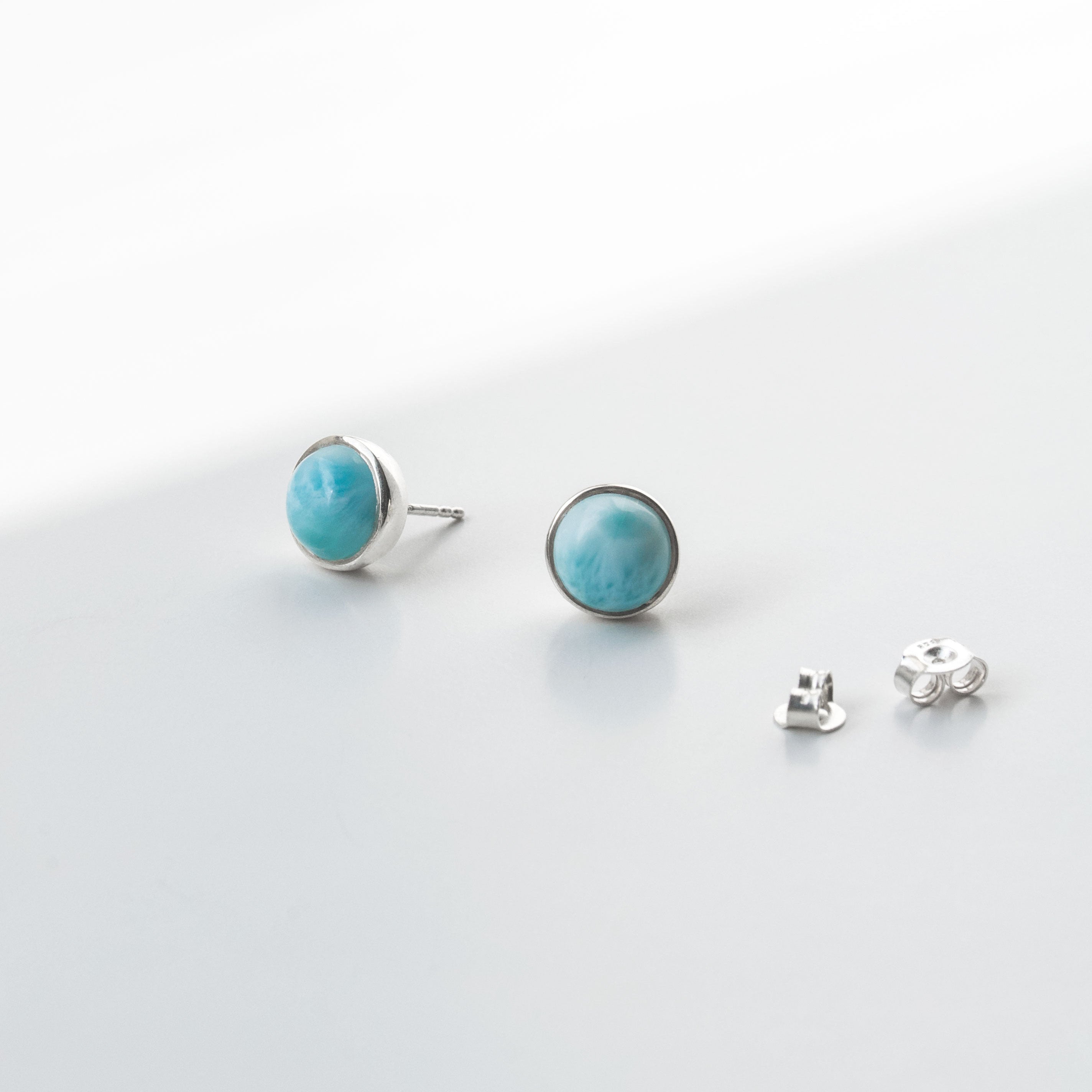 Natural Larimar Earrings in Sterling Silver, birthday gift, graduation gift