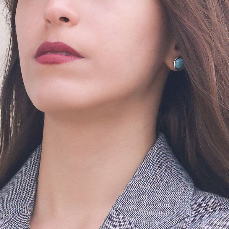 Natural Larimar Earrings in Sterling Silver, birthday gift, graduation gift