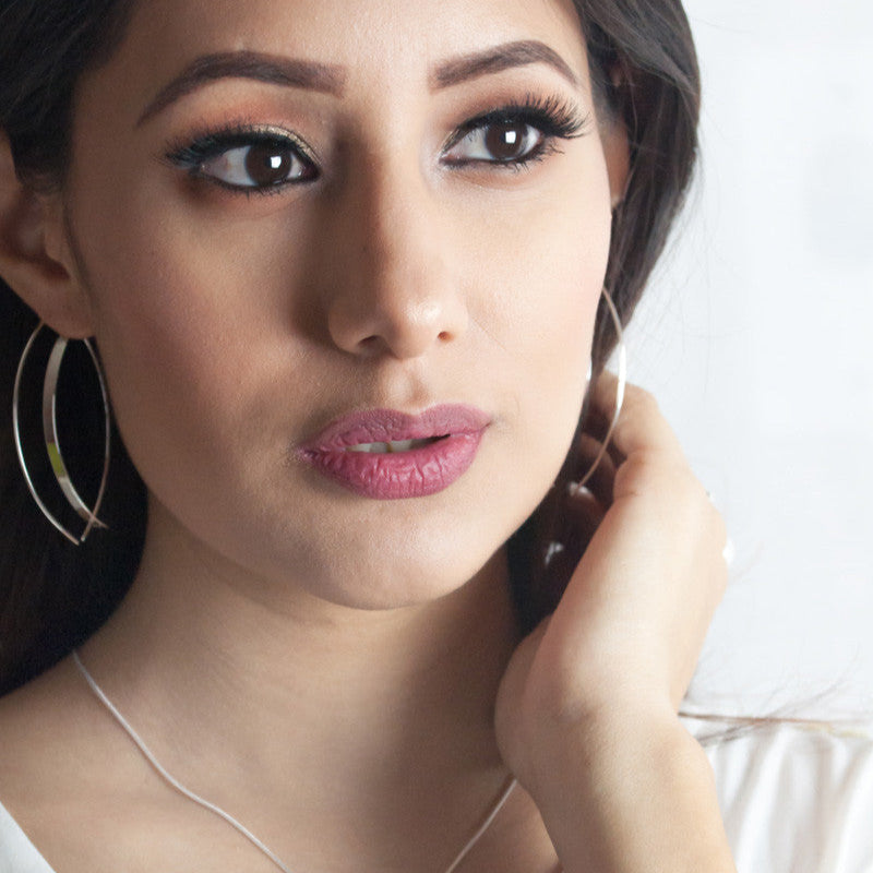 Unique Statement Silver Earrings Modern Geometric Hoops