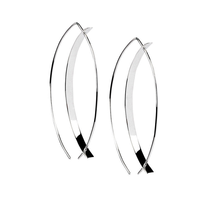 Unique Statement Silver Earrings Modern Geometric Hoops