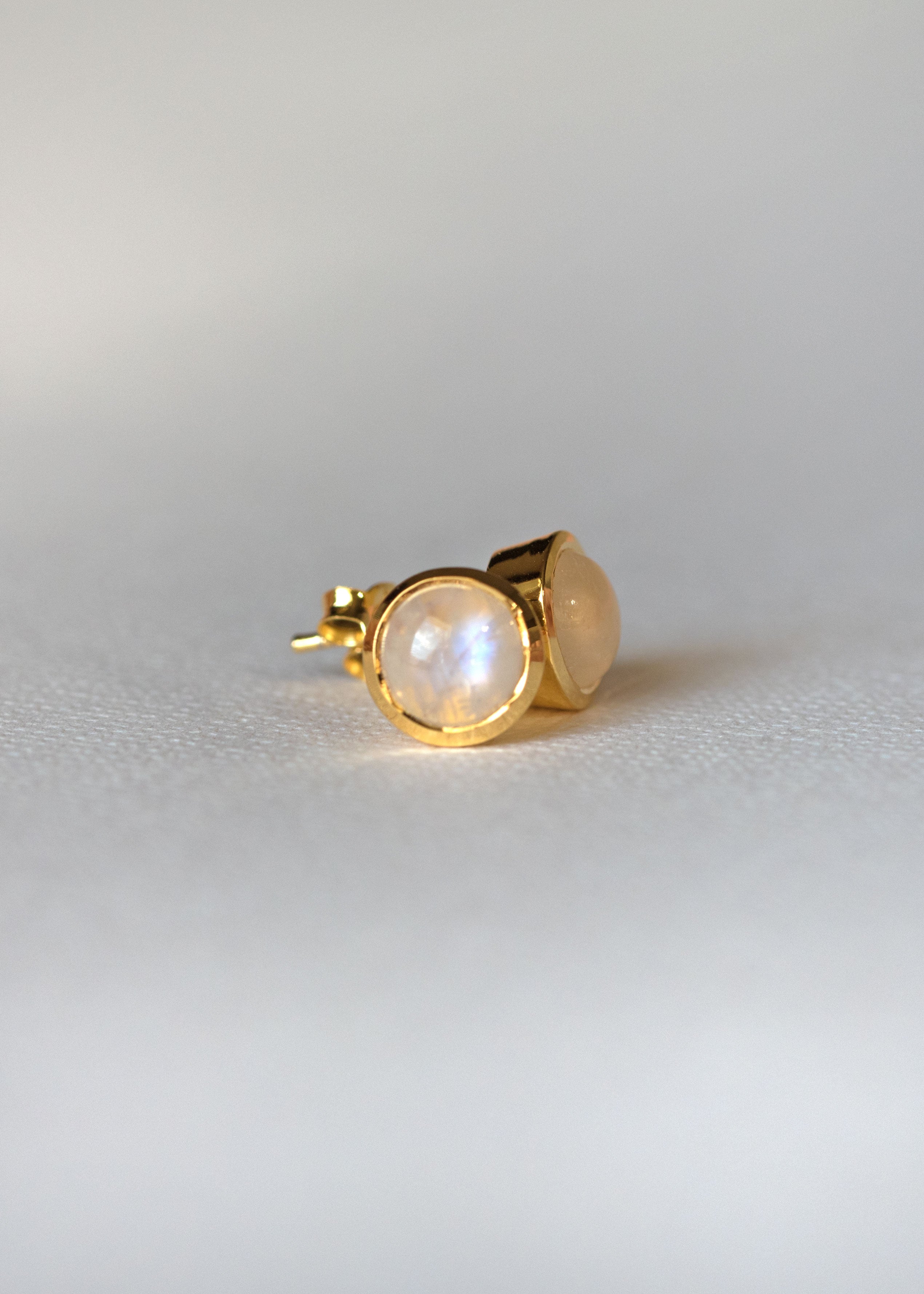 Moonstone Studs in 18k Gold Vermeil