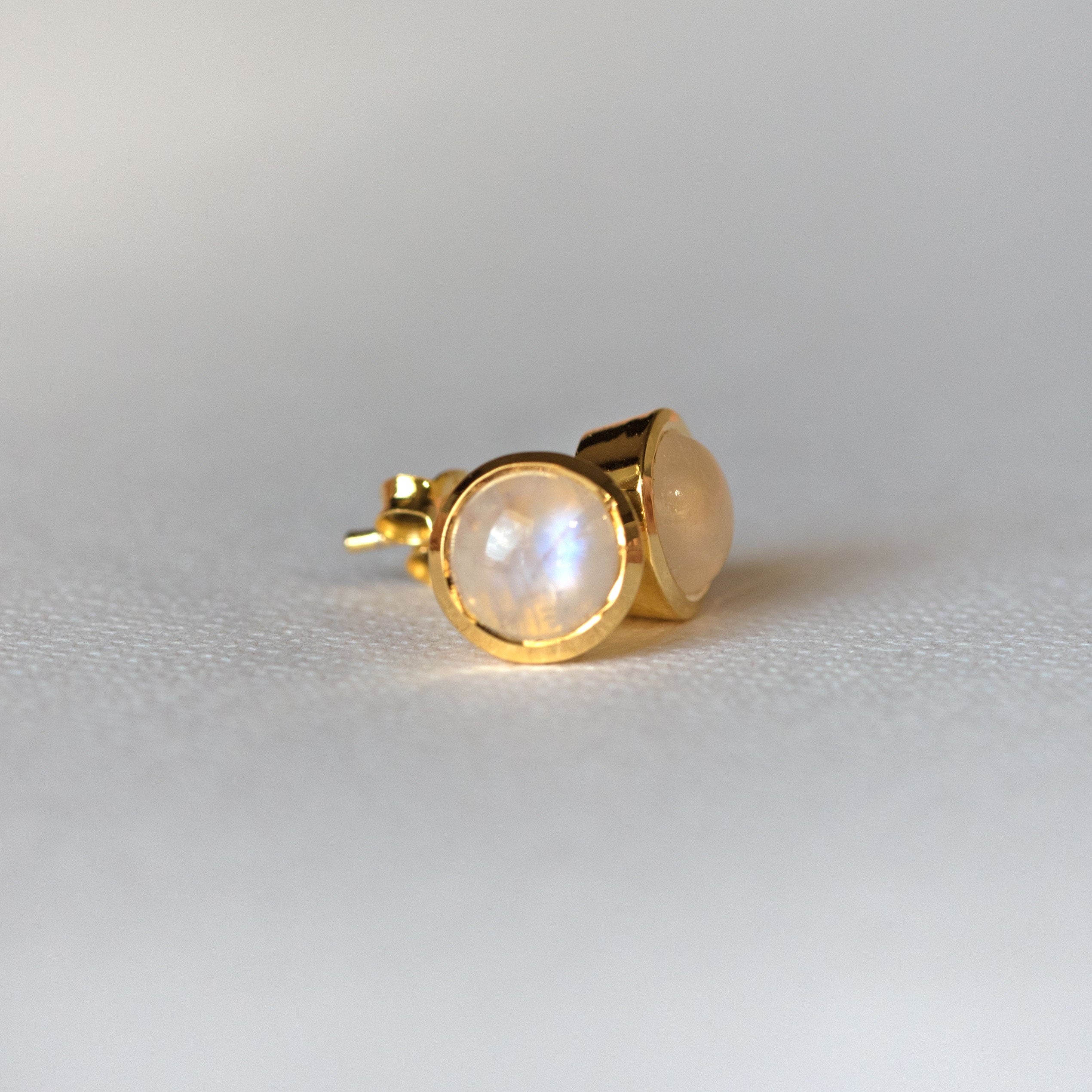 Moonstone Studs in 18k Gold Vermeil