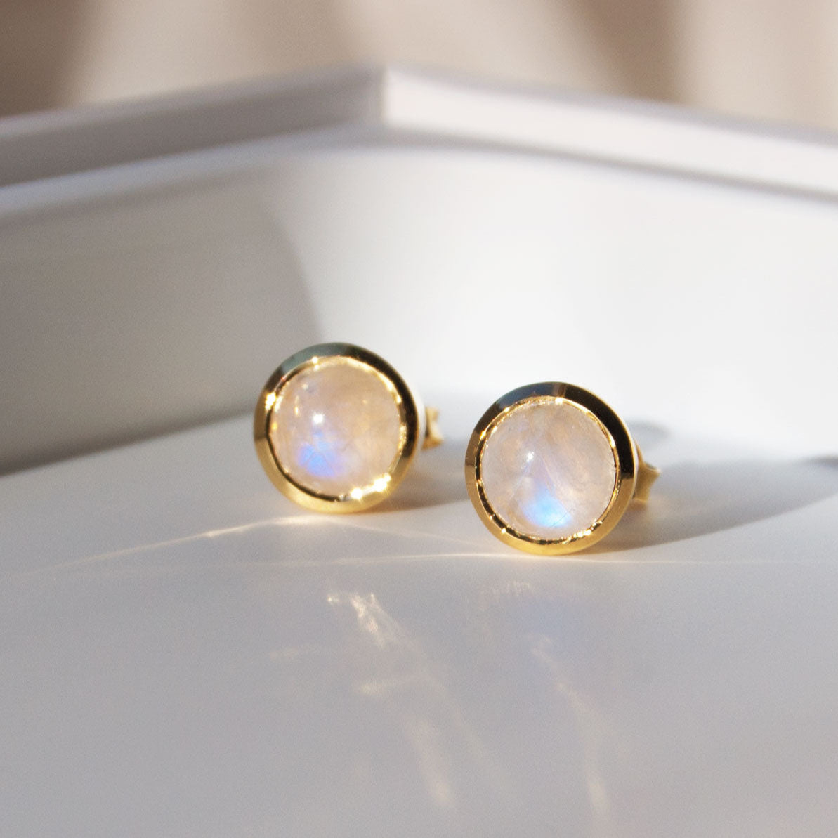 Moonstone Studs in 18k Gold Vermeil Christmas gifts for her