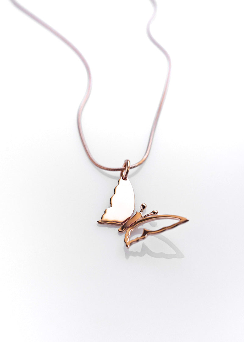 Rose Gold Butterfly Necklace Minimal Delicate Necklace for girls